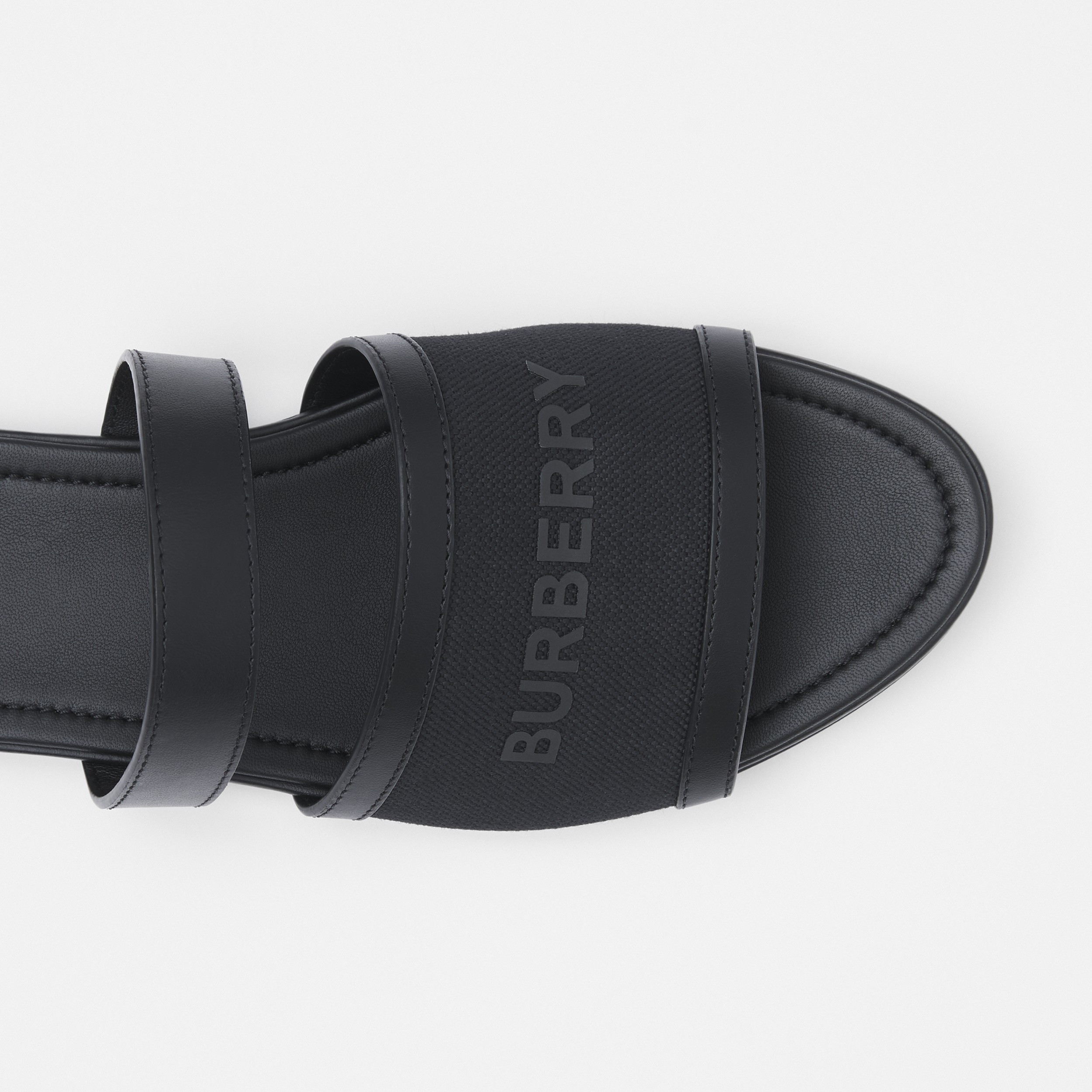 Logo Print Canvas and Leather Sandals in Black - Women | Burberry® Official - 2