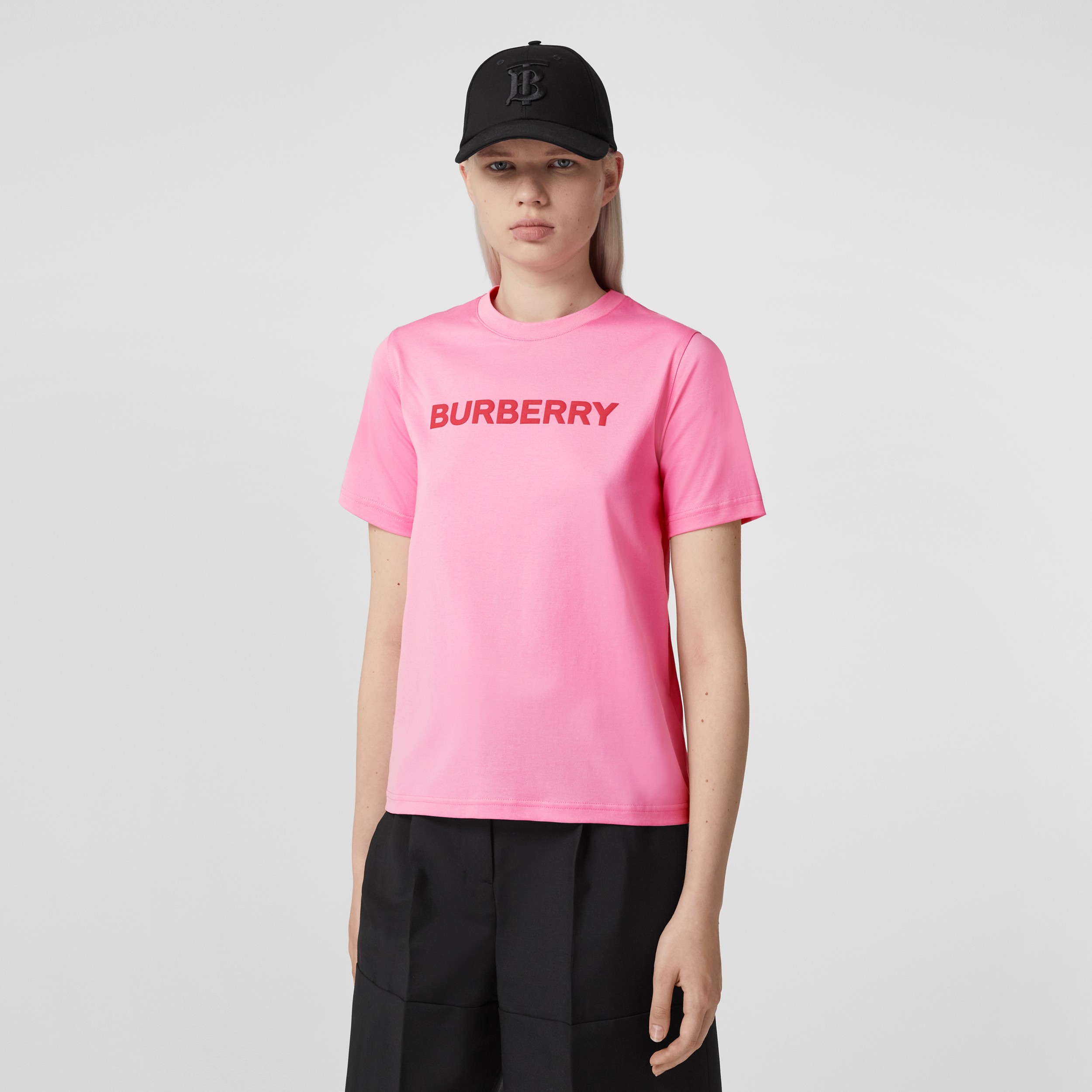 Baumwoll-T-Shirt mit Burberry-Logo (Kaugummirosa) - Damen | Burberry® - 1