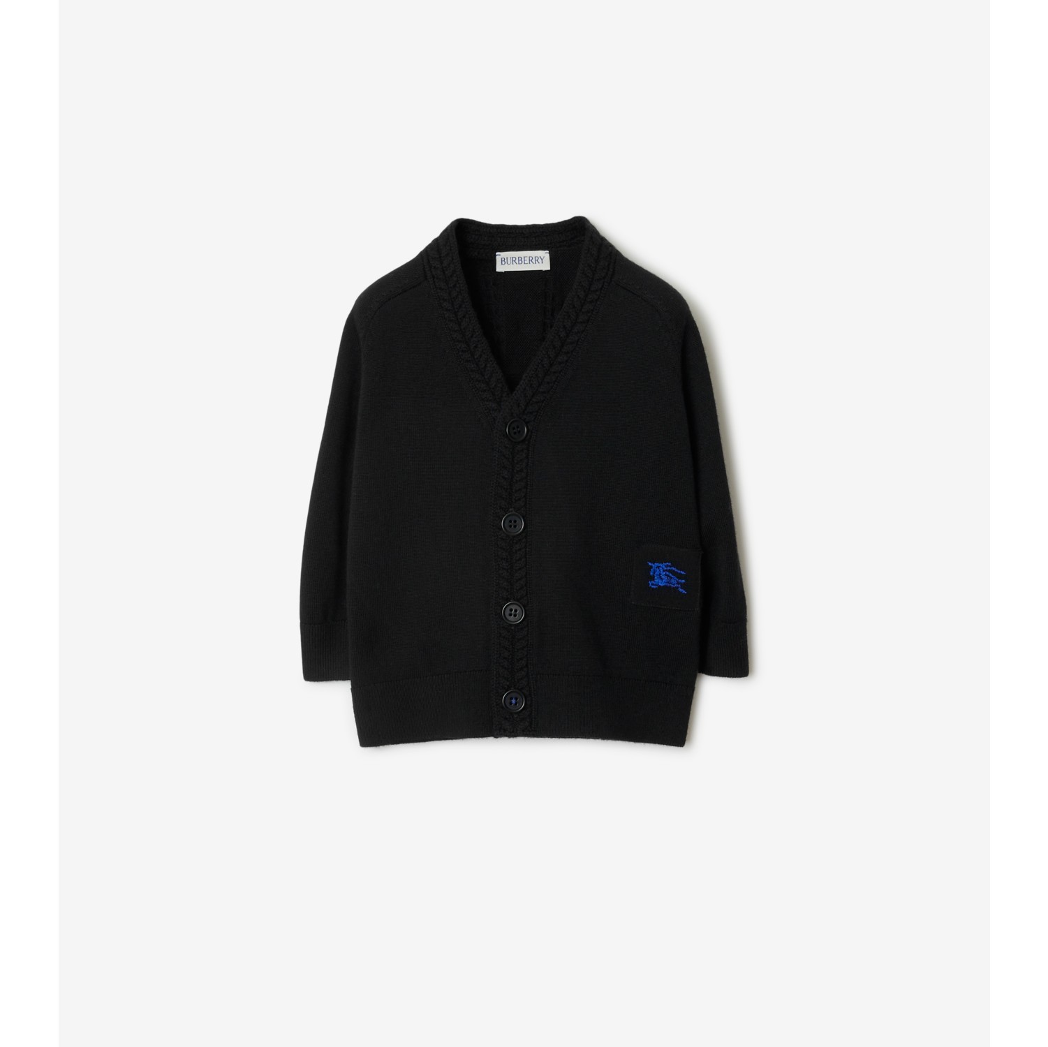 Wool Cardigan in Black Children Burberry Official