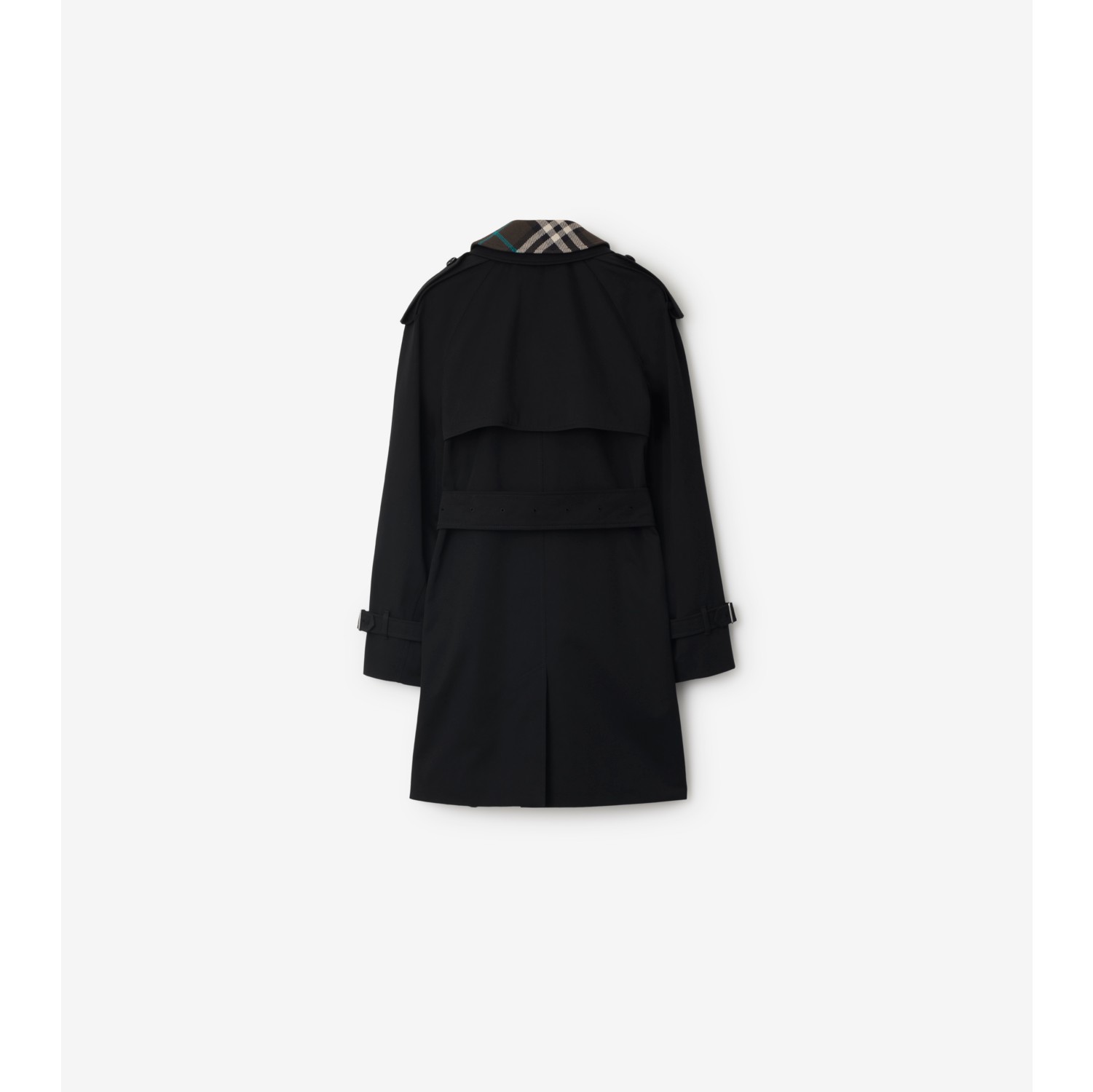 Short Detachable Collar Gabardine Trench Coat