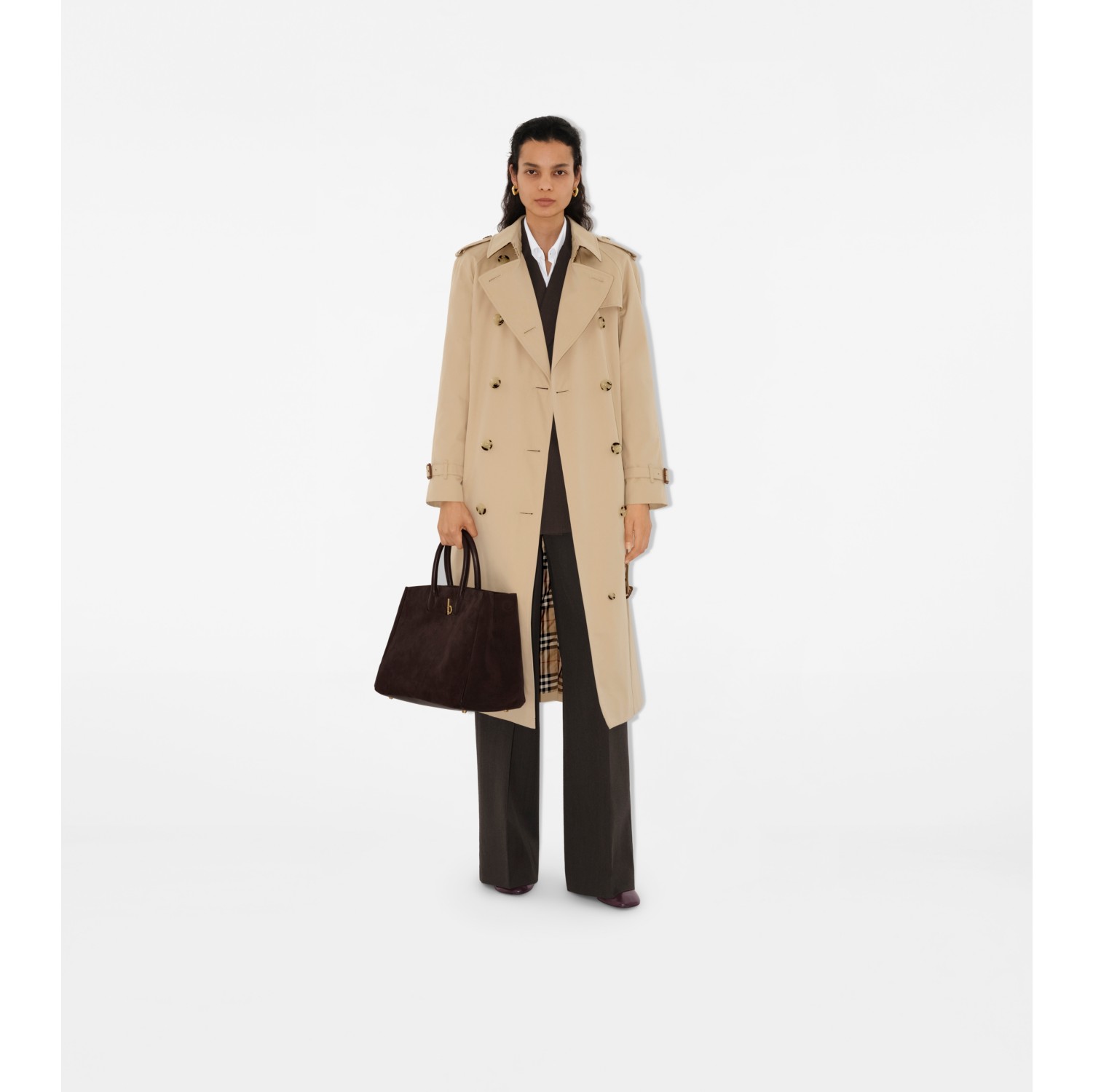 Long Waterloo Heritage Trench Coat in Honey Women Burberry Official