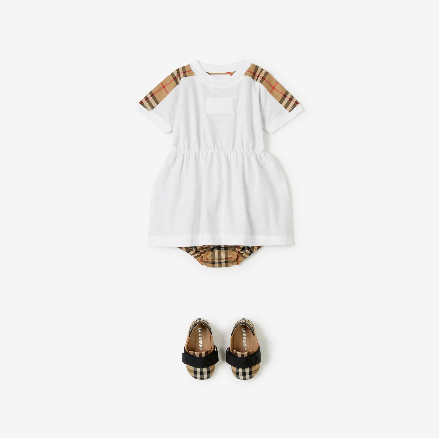Baumwollkleid und Höschen mit Check (Weiß) - Kinder | Burberry®