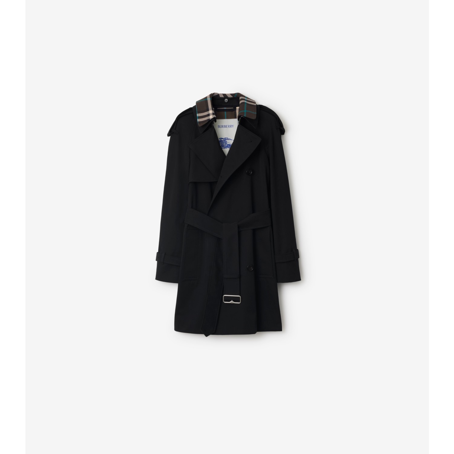 Short Detachable Collar Gabardine Trench Coat