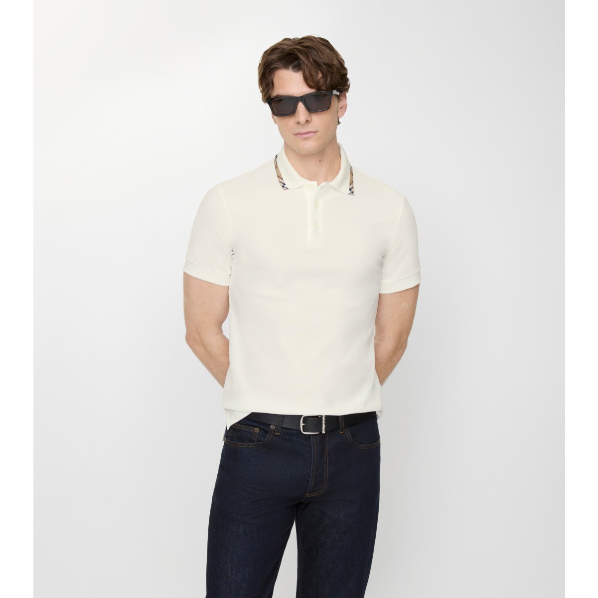 Check Trim Cotton Polo Shirt