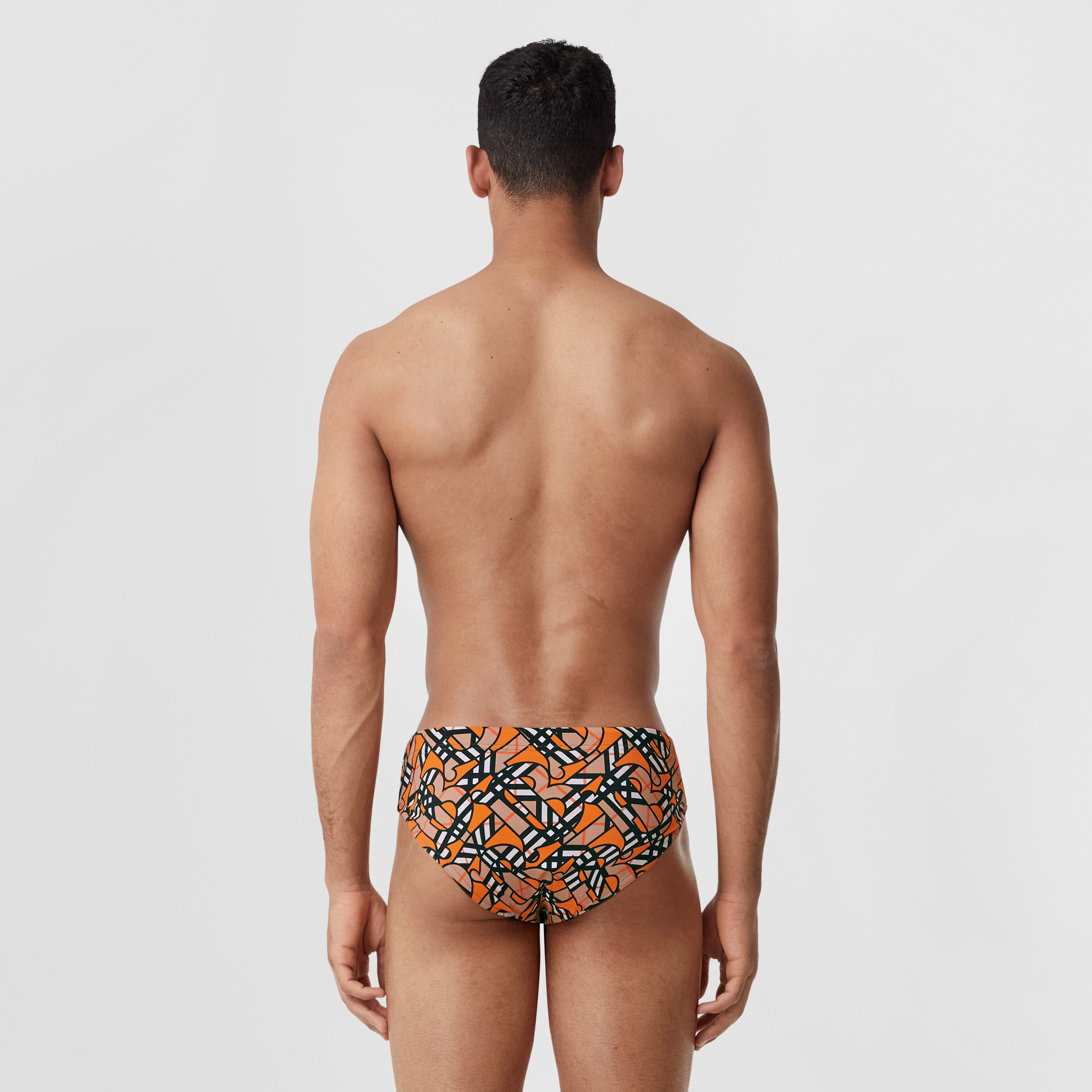 모노그램 프린트 브리프 수영복 (블랙/오렌지) - 남성 | Burberry® - 3