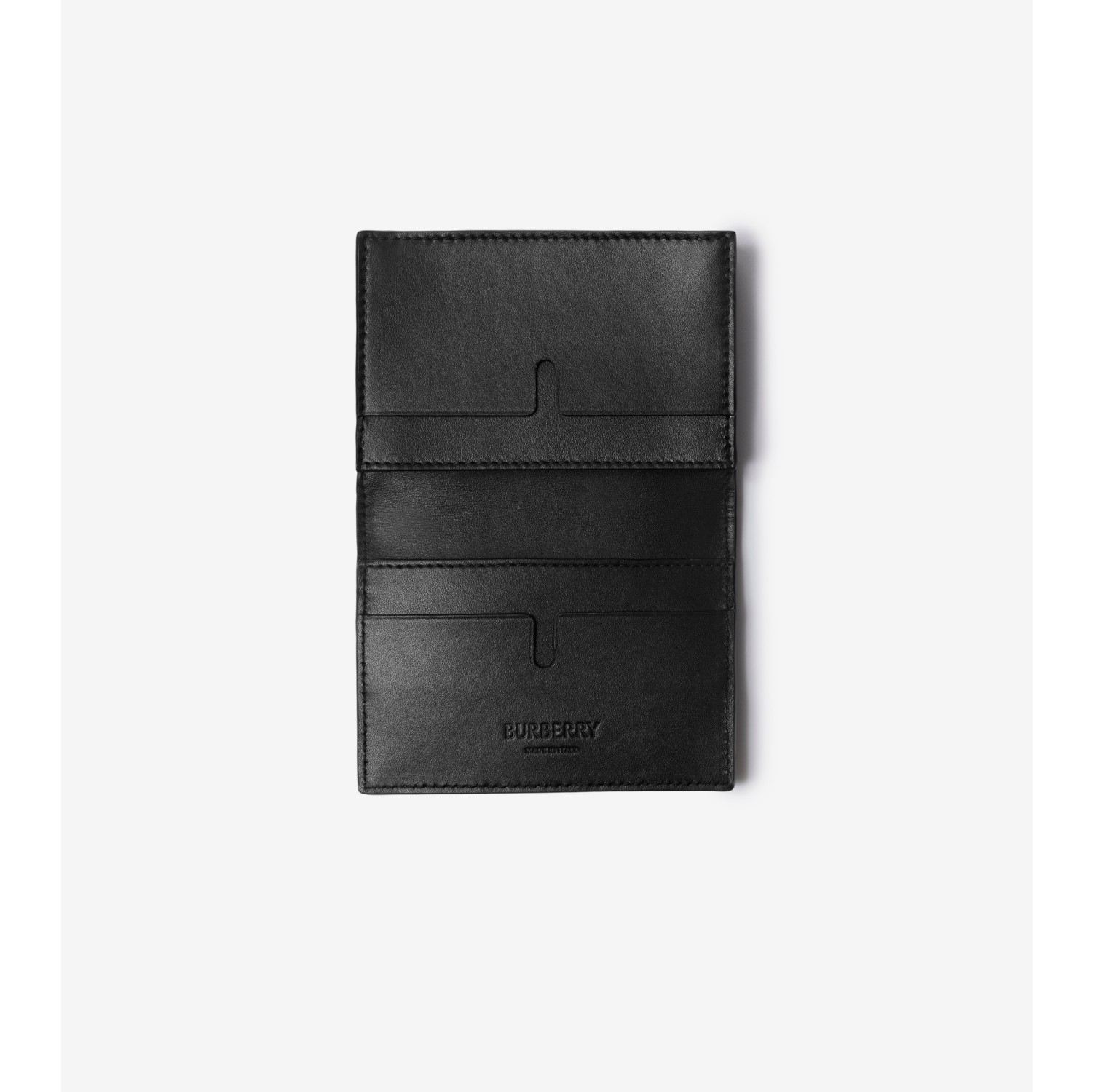 Check Leather Folding Card Case in Black - Men | Burberry® Official