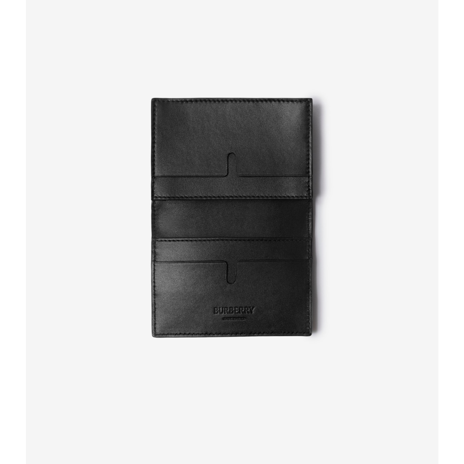 Embossed Check Bifold Card Case in Black Men Leather Burberry Official