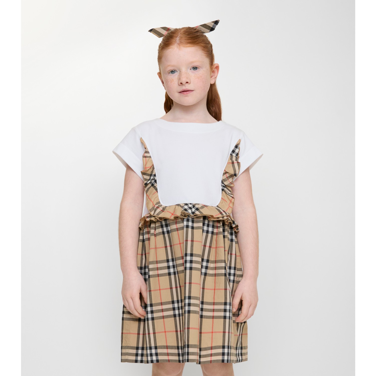 Check Trim Stretch Cotton Dress