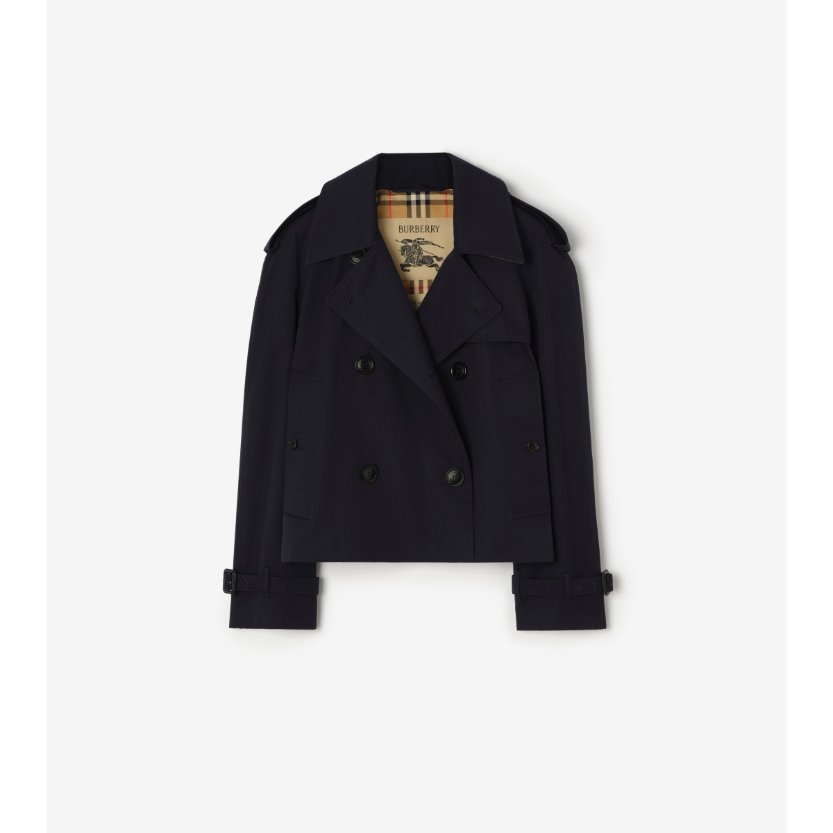 Check Cropped Gabardine Mayfair Trench Jacket