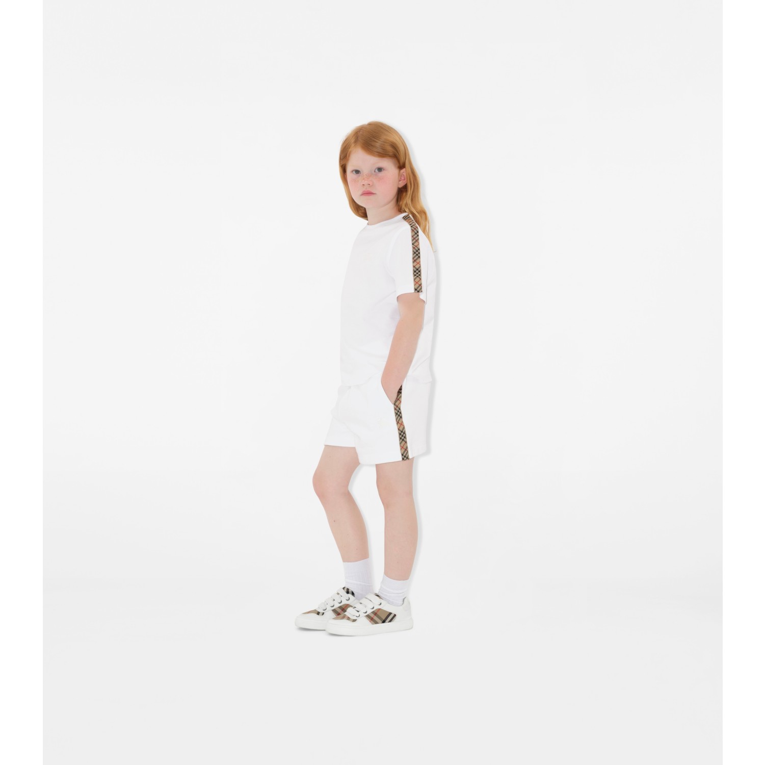 Pantaloncini in cotone con finiture Check