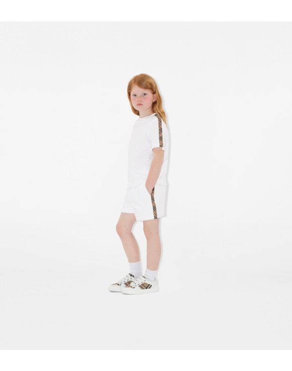 Check Trim Cotton Shorts