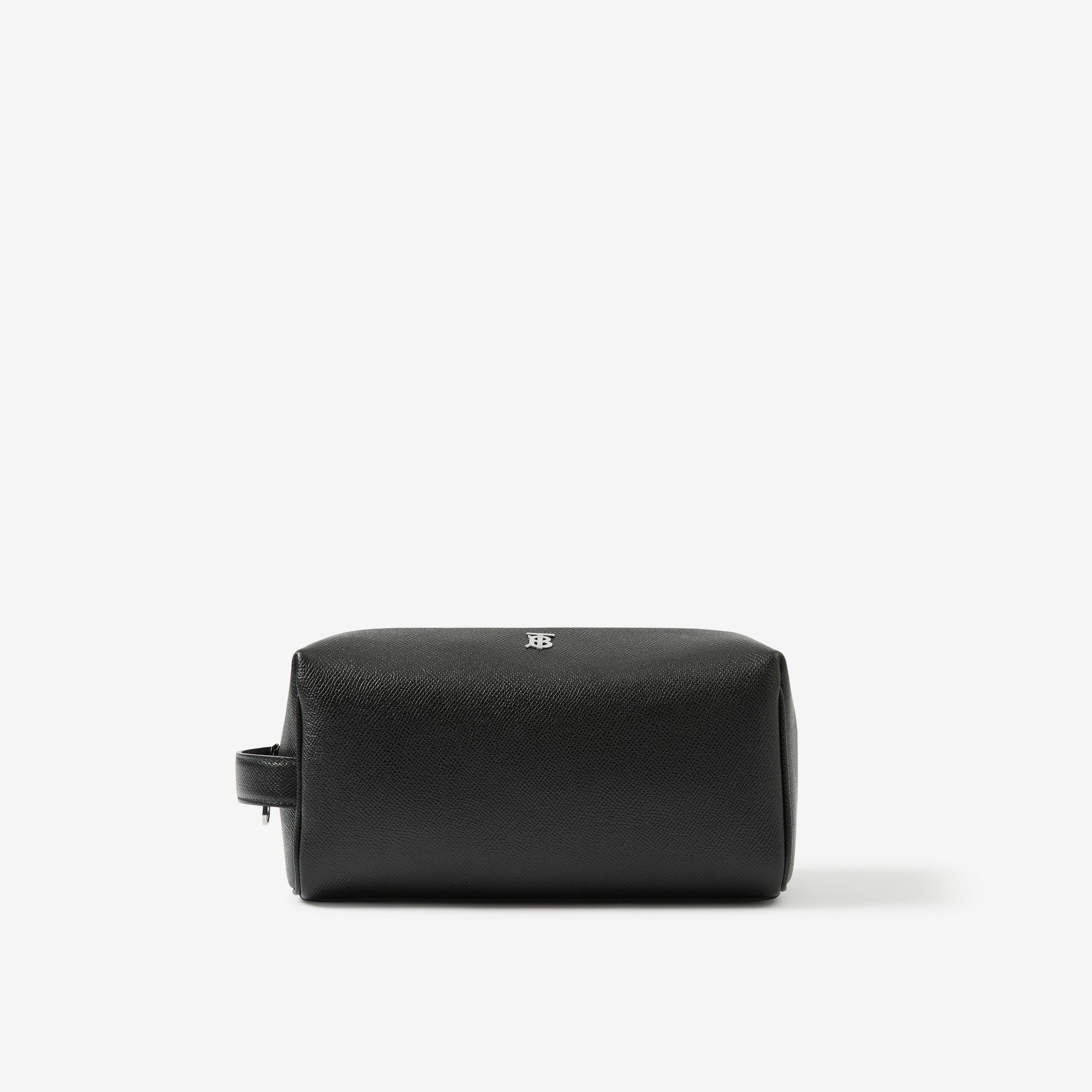 Bolsa pouch de viagem de couro com monograma (Preto) - Homens | Burberry® oficial - 1