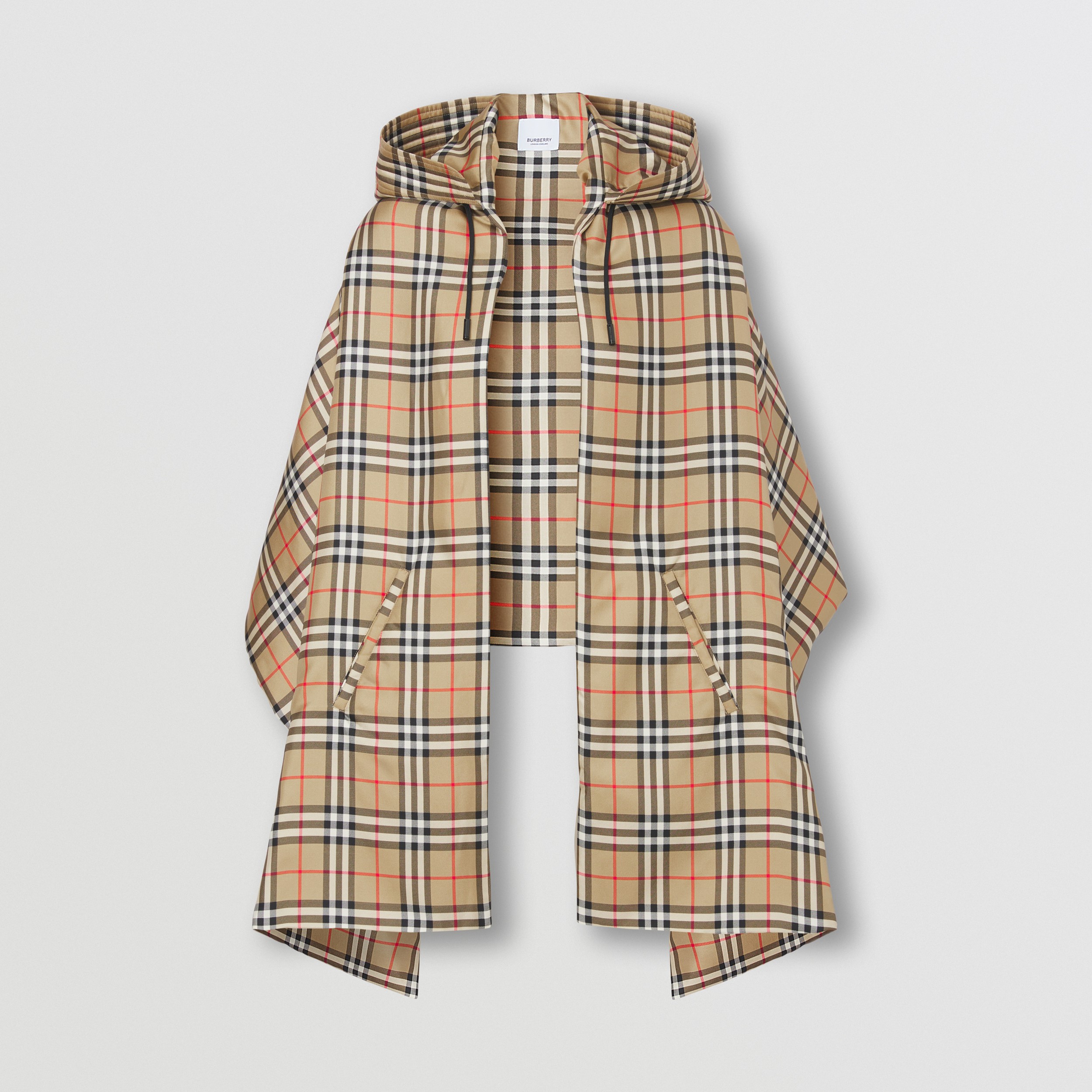 Vintage Check Silk Padded Cape in Archive Beige | Burberry® Official - 4
