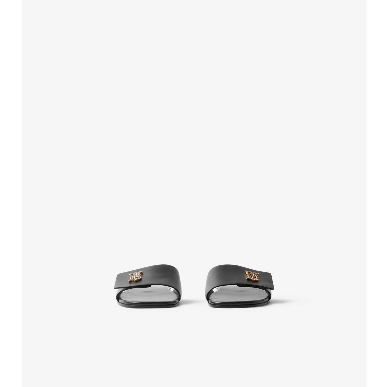 Monogram Motif Leather Slides in Black Women Burberry® Official
