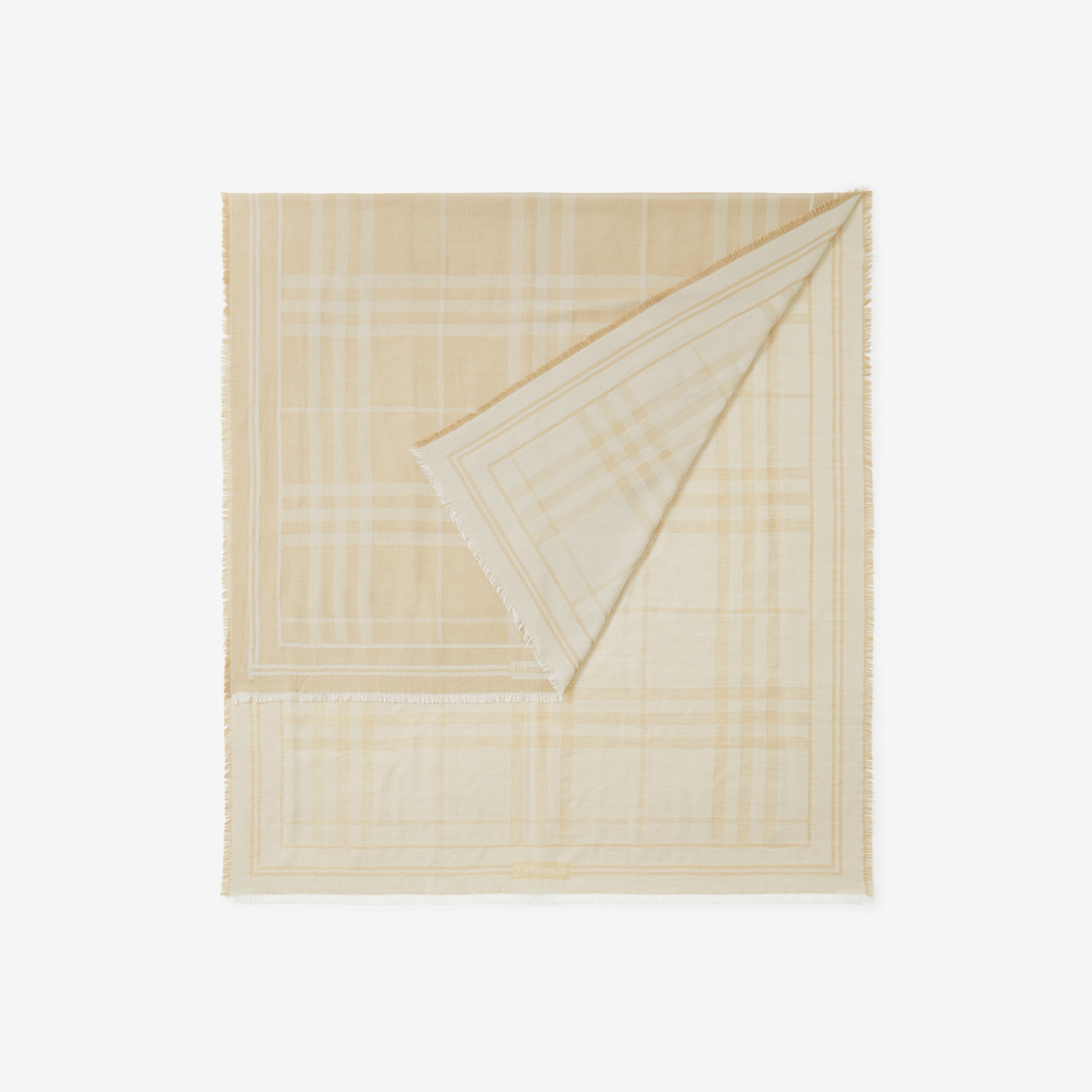 Check Wool Cotton Silk Scarf in Archive Beige | Burberry® Official - 3