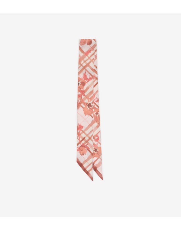 Skinny Watercolour Check Silk Scarf