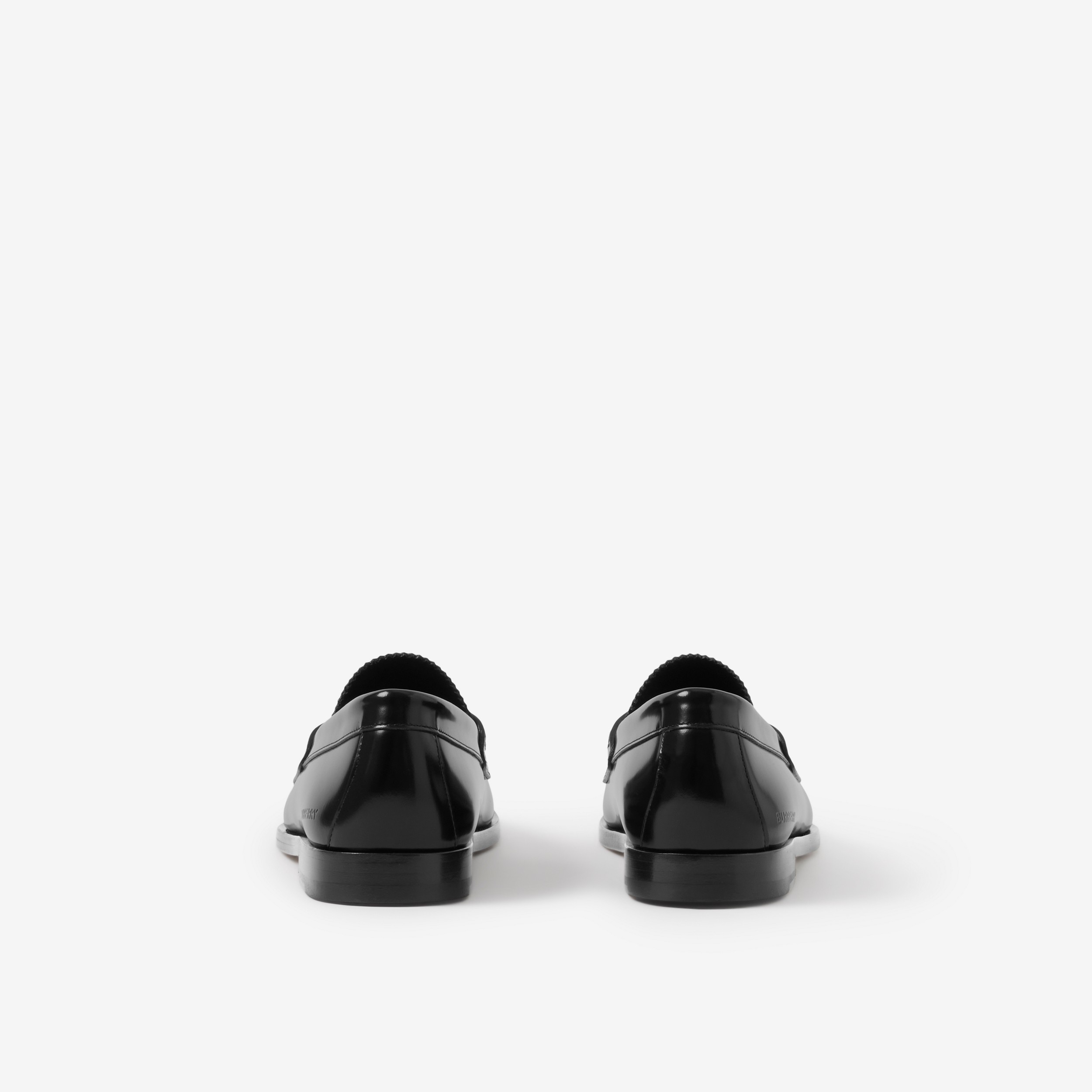 Check Panel Leather Penny Loafers in Black - Women | Burberry® Official - 3