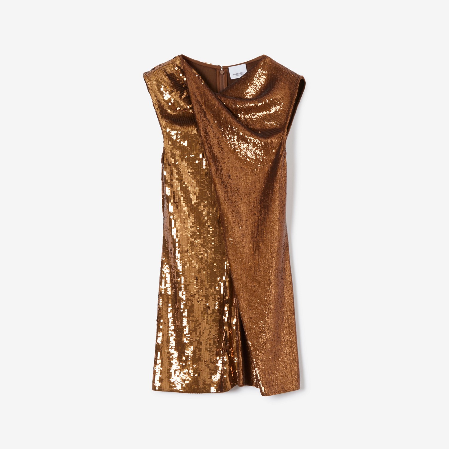 Sequinned Silk Jersey Dress in Dark Birch Brown - Women | Burberry® Official