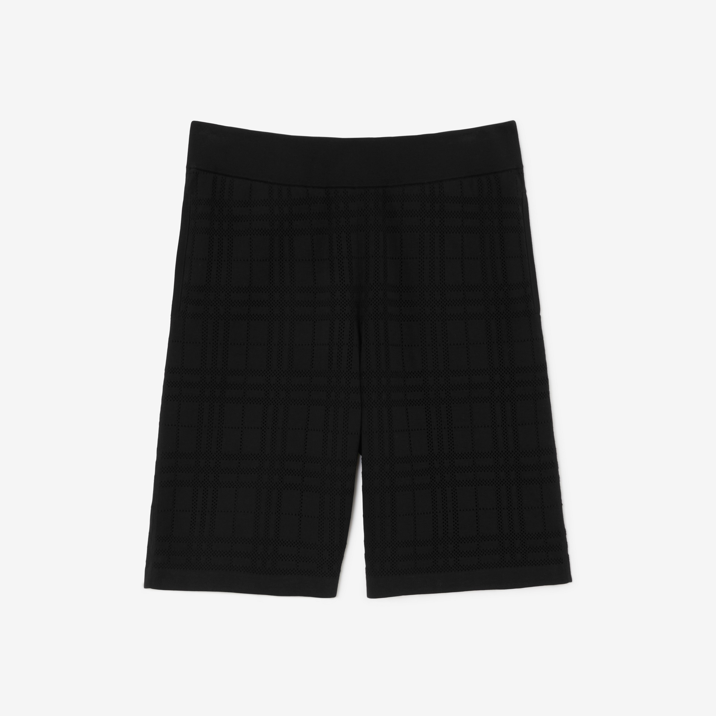 Check Technical Cotton Shorts in Black - Men | Burberry® Official - 1