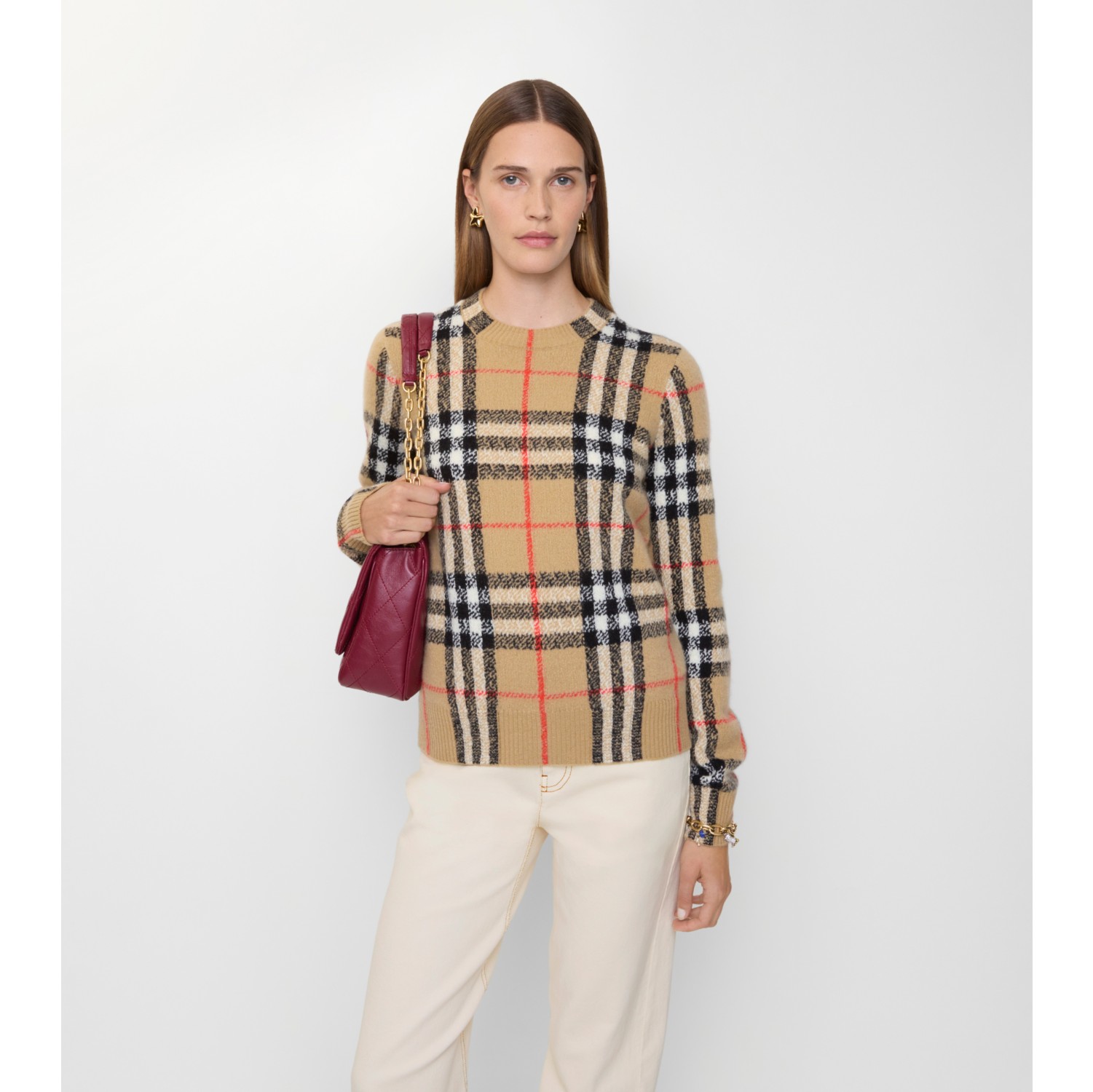 Check Cashmere Wool Sweater