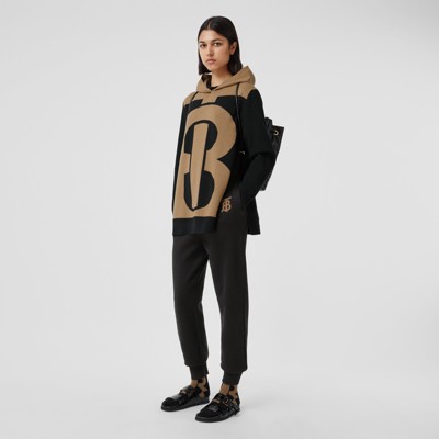 Pantaloni da jogging in misto cashmere con monogramma (Nero) - Donna | Sito  ufficiale Burberry®