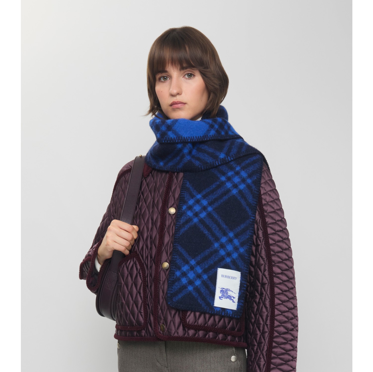 Narrow Check Wool Scarf