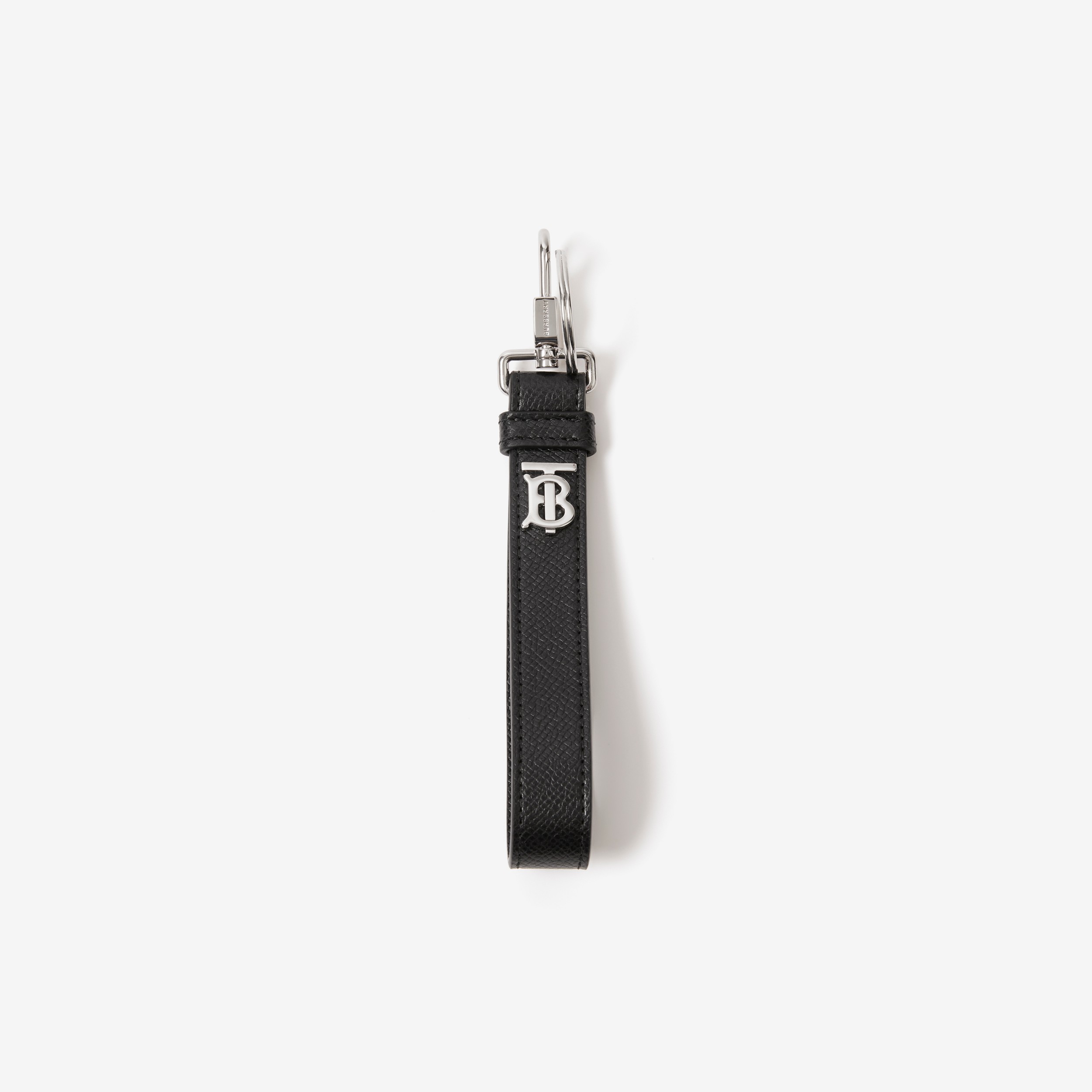 专属标识装饰粒纹皮革钥匙圈 (黑色) | Burberry® 博柏利官网 - 1