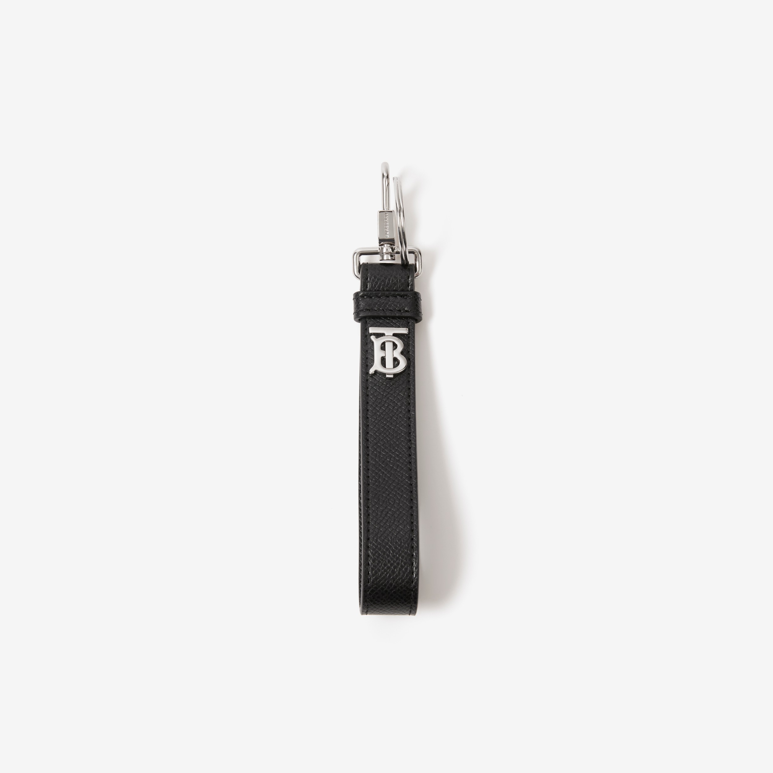 Monogram Motif Grainy Leather Key Ring in Black - Men | Burberry® Official - 1