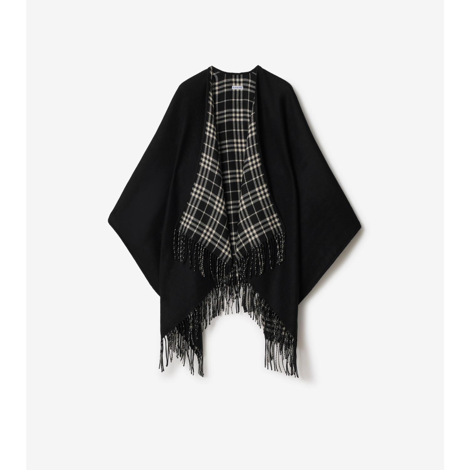 Reversible Check Wool Cape