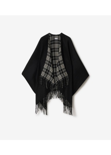 Reversible Check Wool Cape