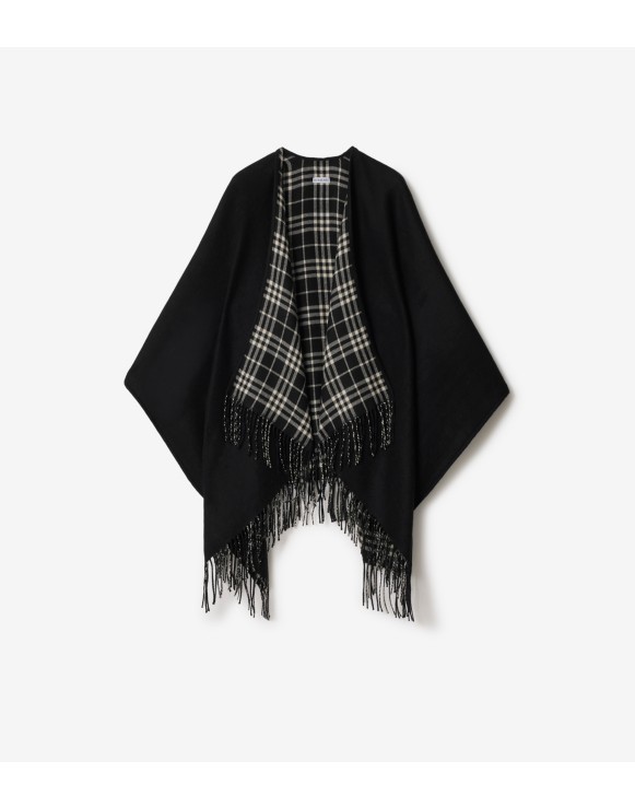 Reversible Check Wool Cape