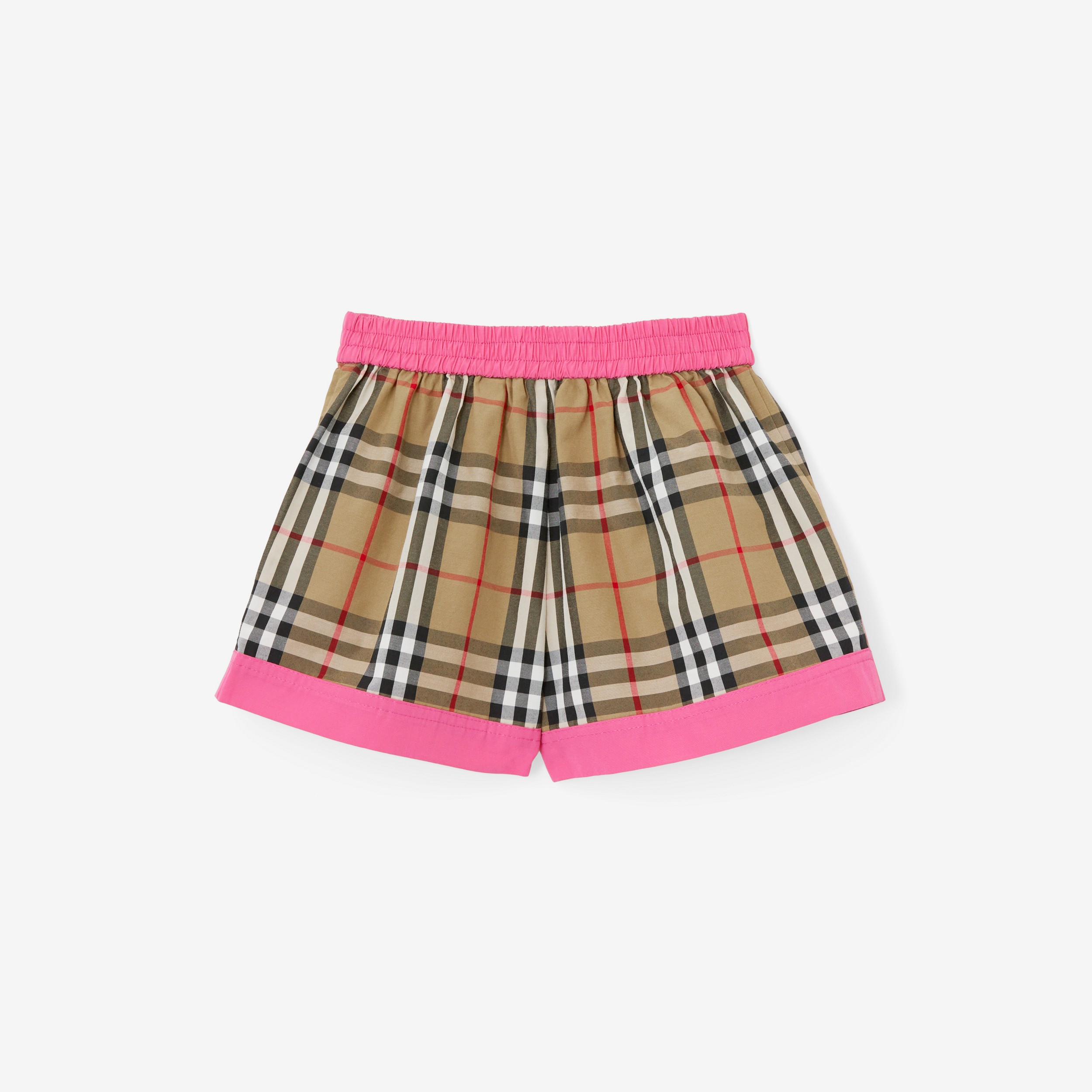 Pantaloncini in misto cotone con inserto Vintage check (Rosa Caramella) - Bambini | Sito ufficiale Burberry® - 2
