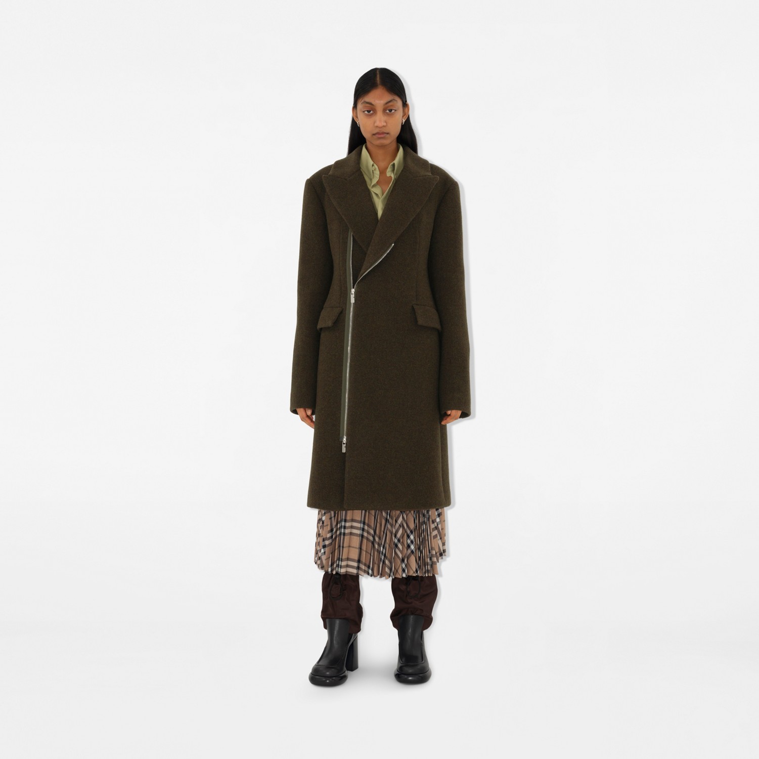 Wool Zip Tailored Coat in Kindle melange - Women | Burberry Wool Zip Tailored Coat in Kindle melange - Women | Burberry