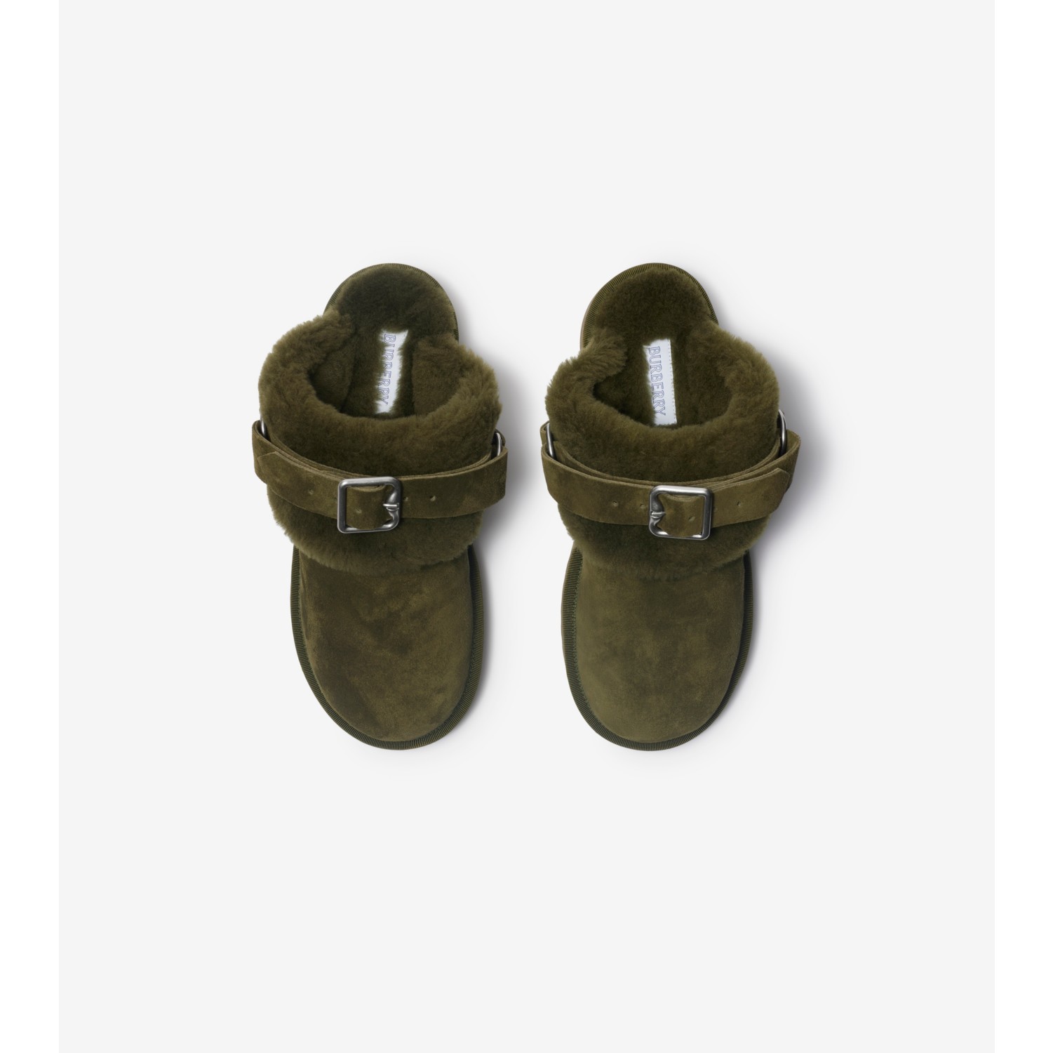 Mule Chubby in pelle scamosciata e shearling