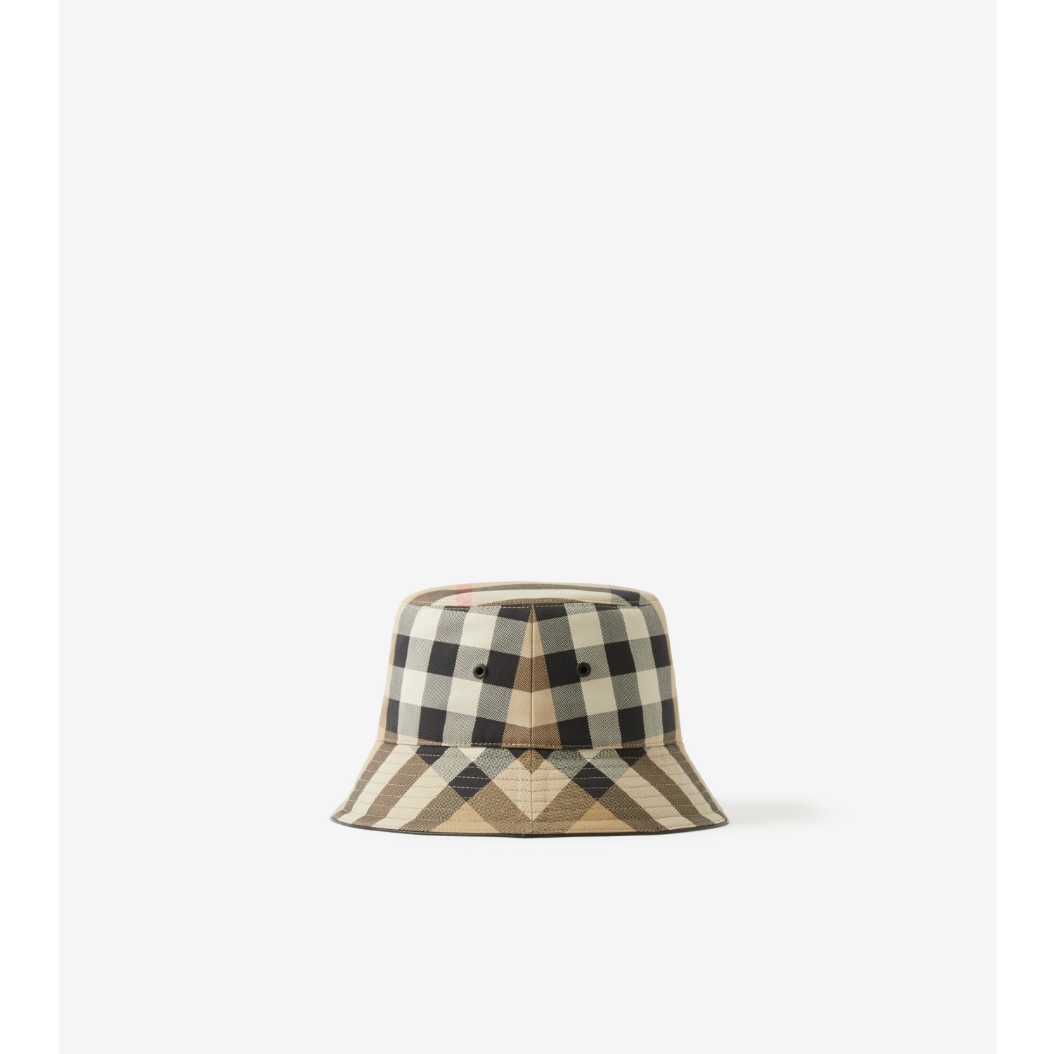 Exaggerated Check Cotton Bucket Hat in Archive Beige | Burberry