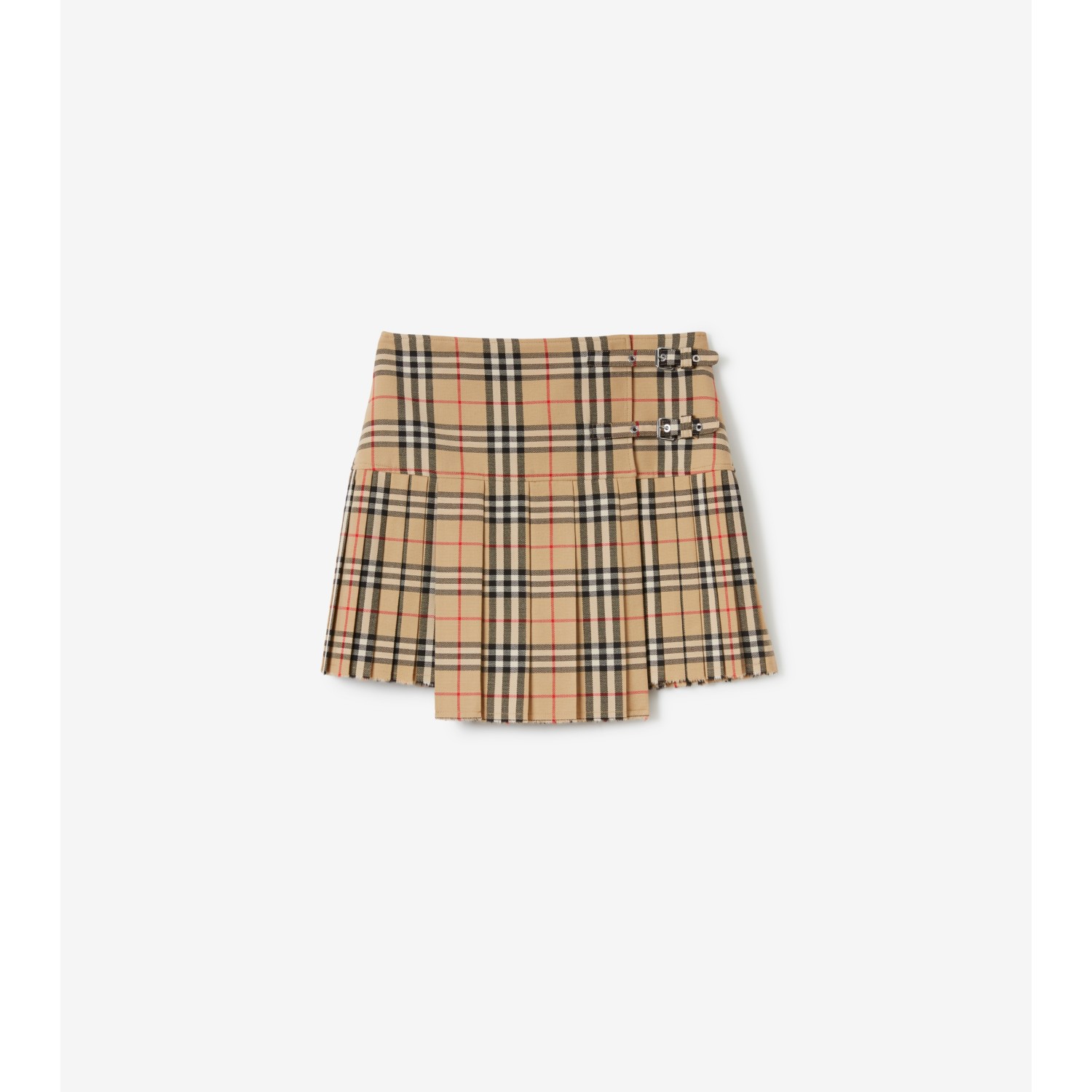 Pleated Check Wool Mini Kilt