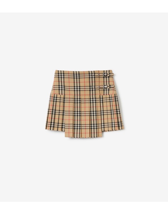 Minissaia kilt plissada de lã em Check