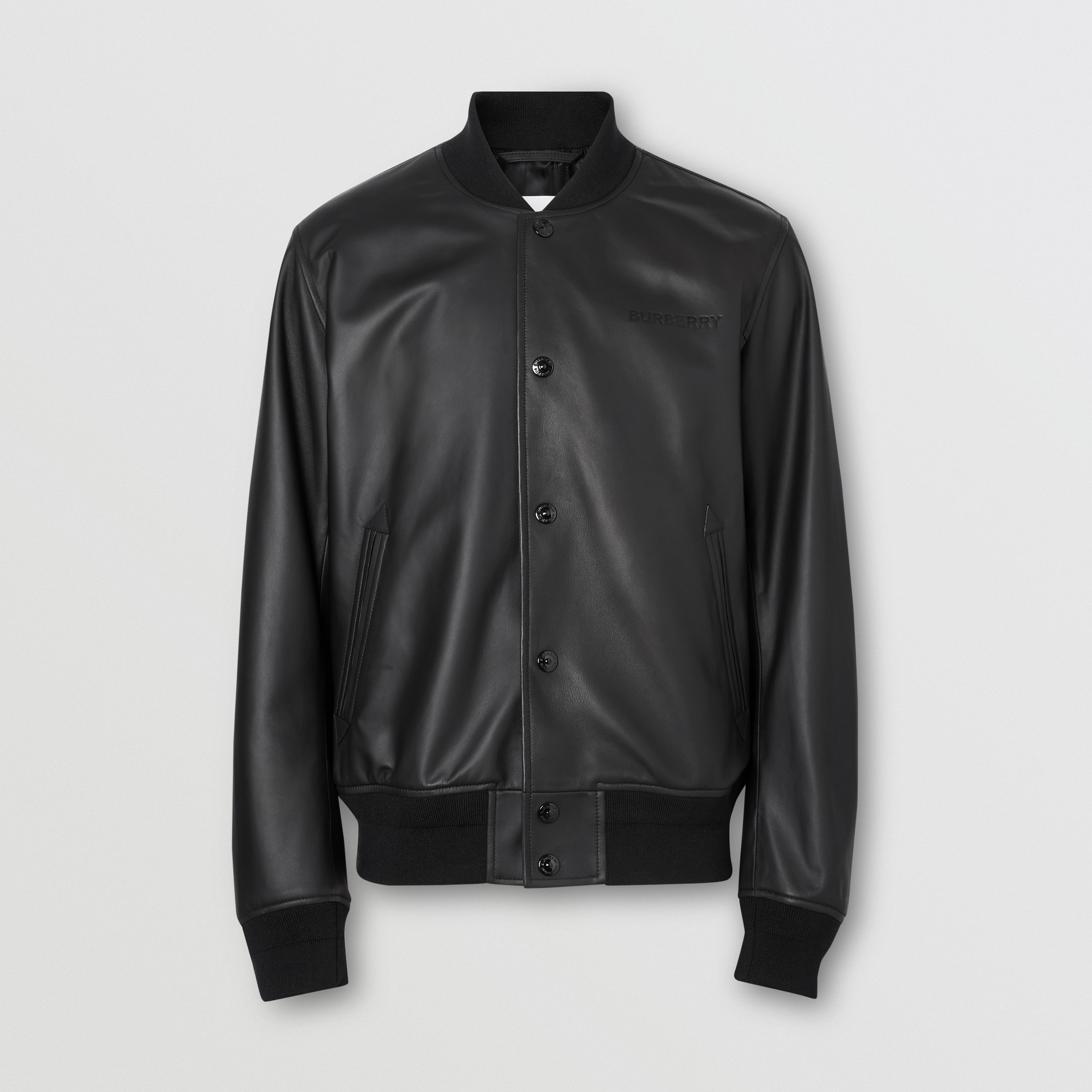 Logo Embossed Leather Bomber Jacket in Black - Men | Burberry® Official - 4
