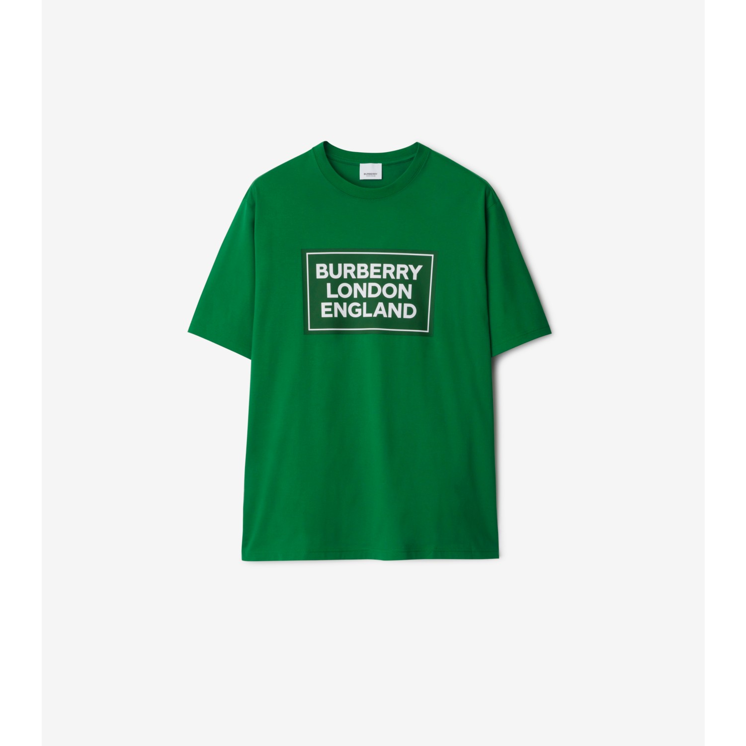 Logo Cotton T shirt in Fir tree green Men Burberry Official