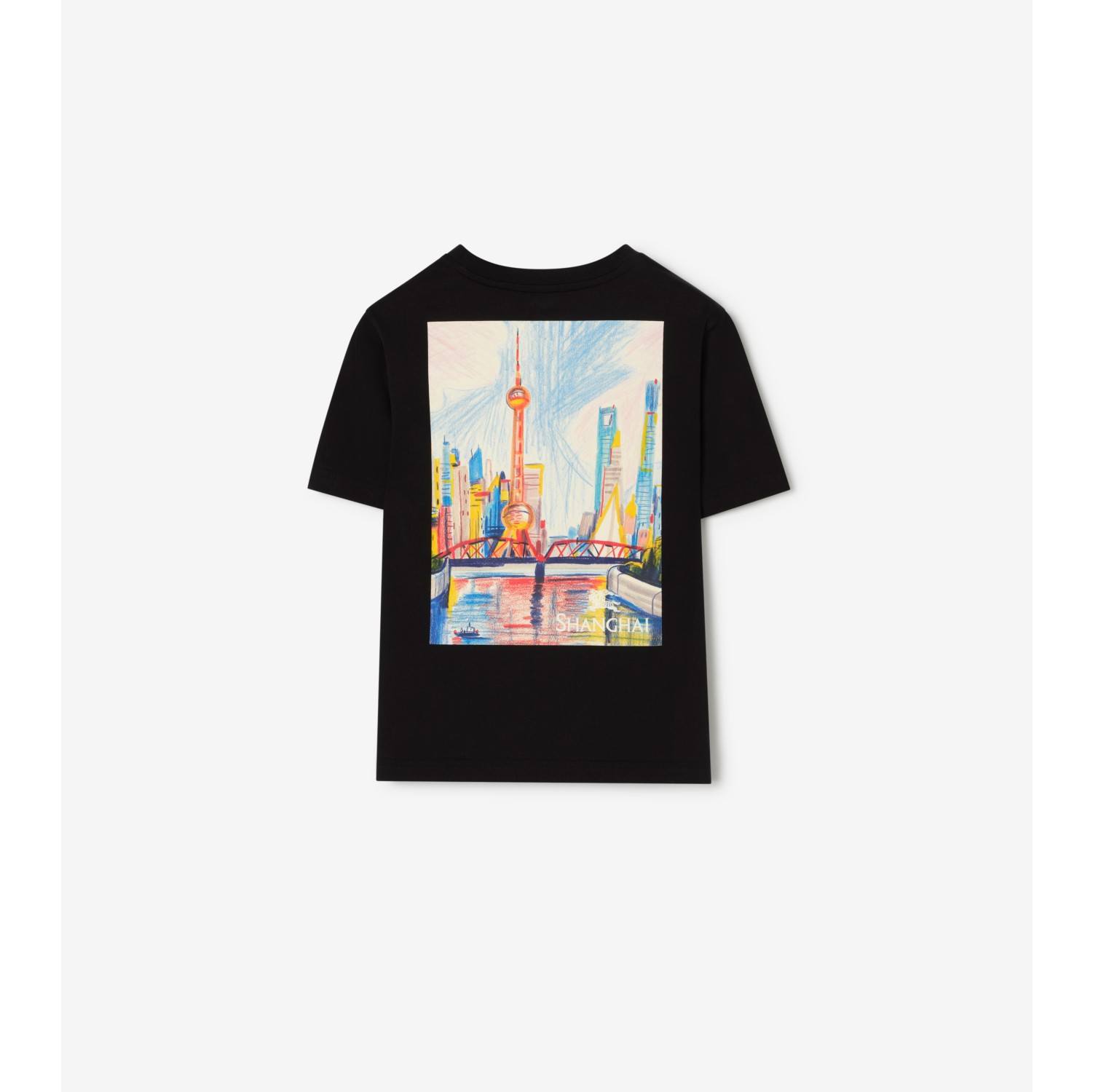 Baumwoll-T-Shirt mit Thomas Teddybär und Shanghai-Motiv