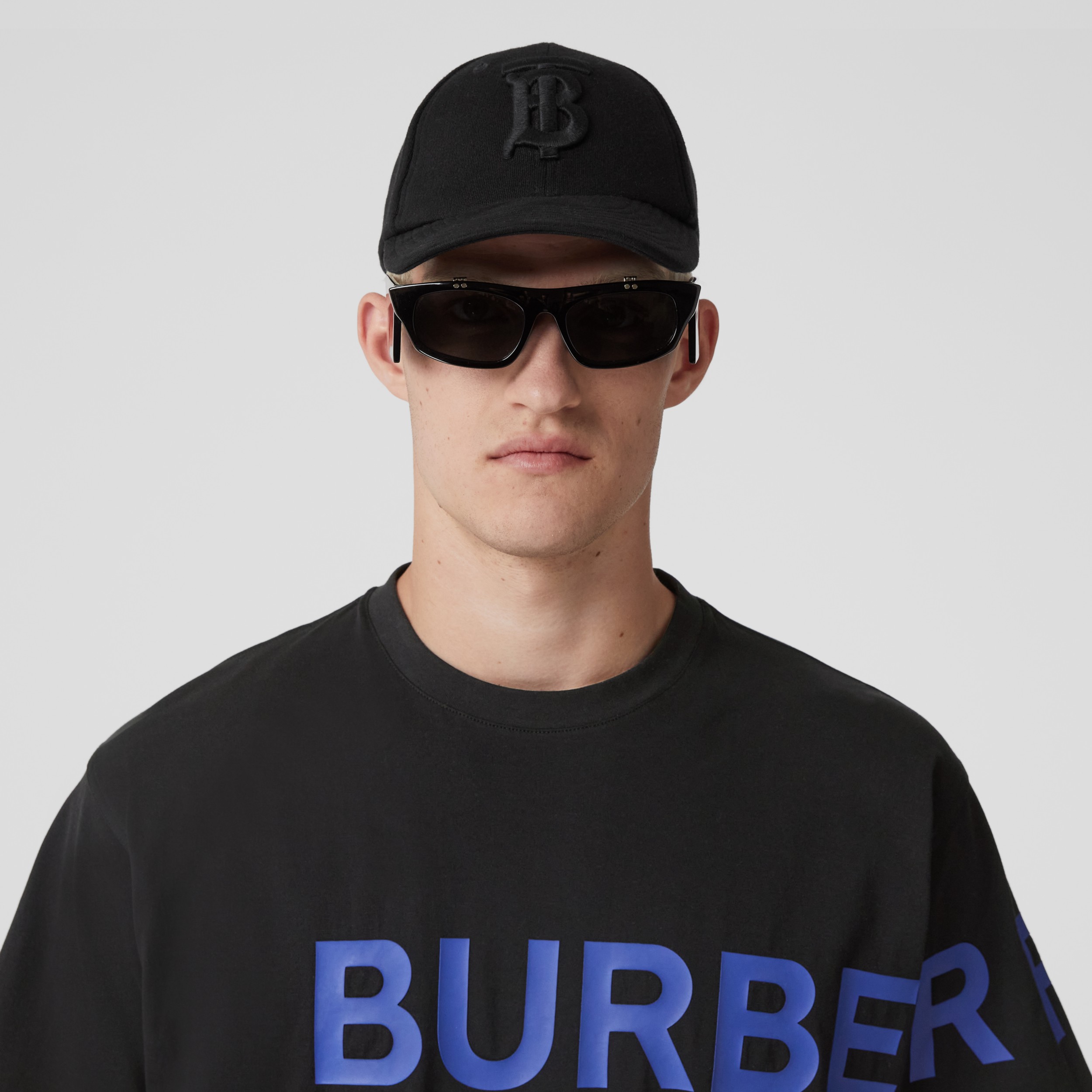 Horseferry Print Cotton T-shirt in Black/blue - Men | Burberry® Official - 2
