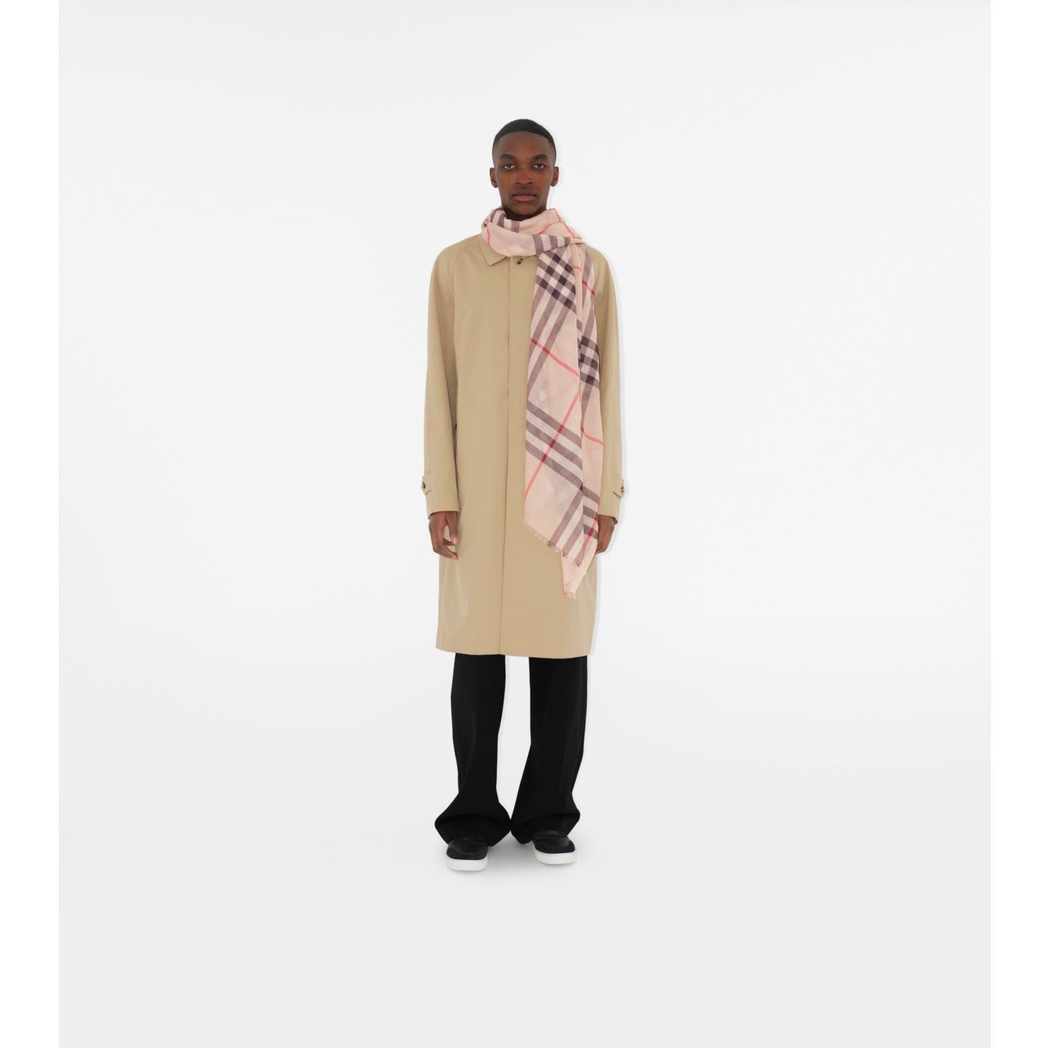 チェック ウールシルク スカーフ (ストーン) | Burberry®公式サイト