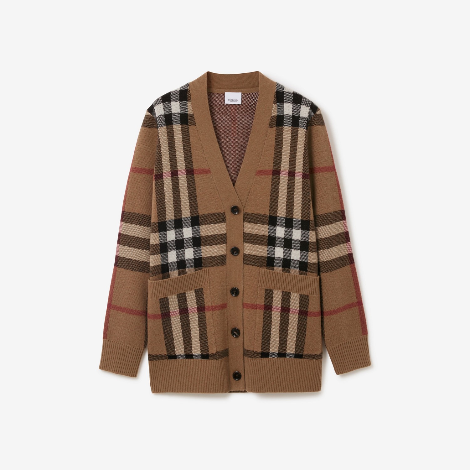 Check Wool Cashmere Cardigan