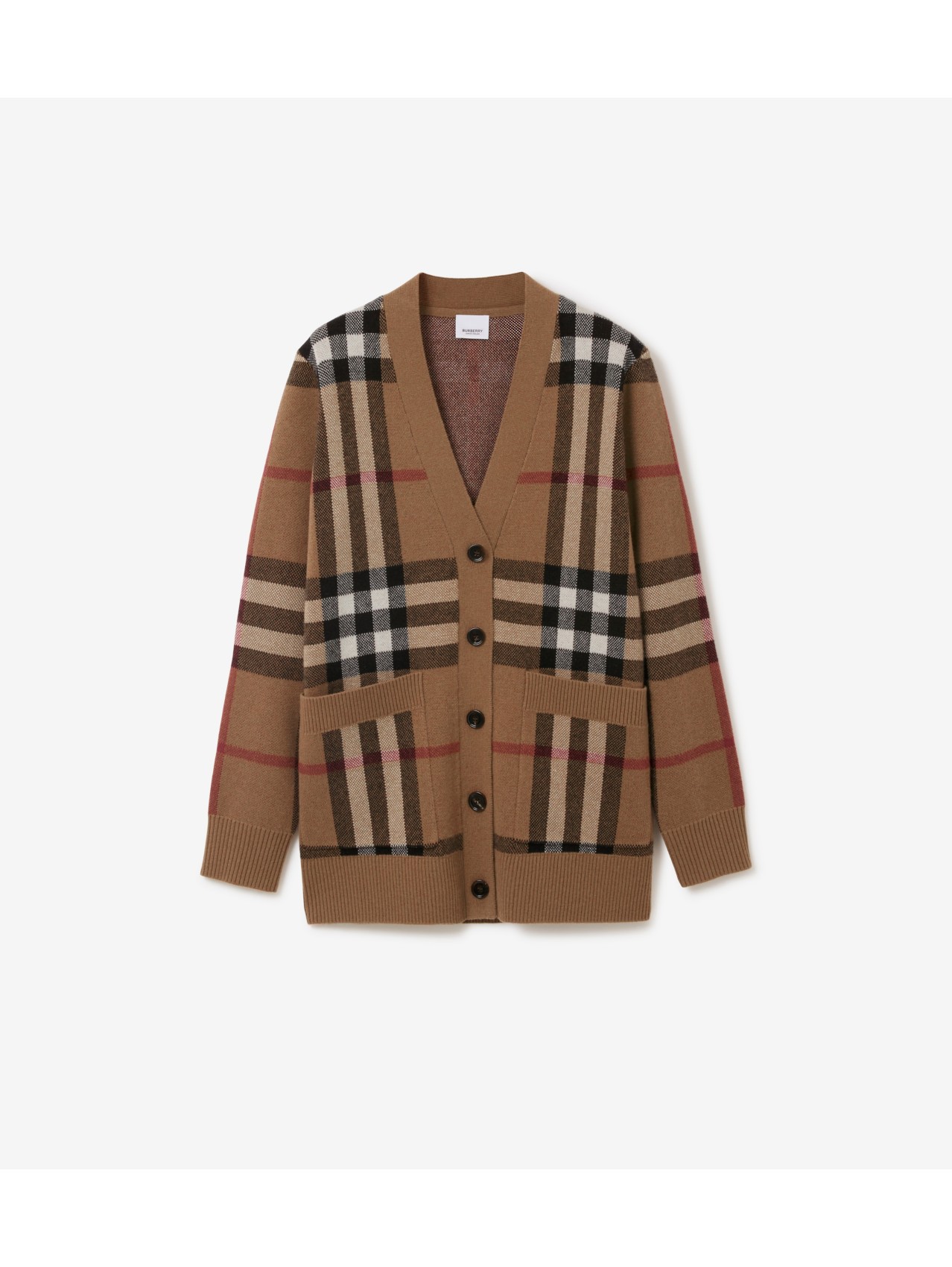 チェック ウールカシミア カーディガン (バーチブラウン) - ウィメンズ, ウール, ピュアカシミア | Burberry®公式サイト