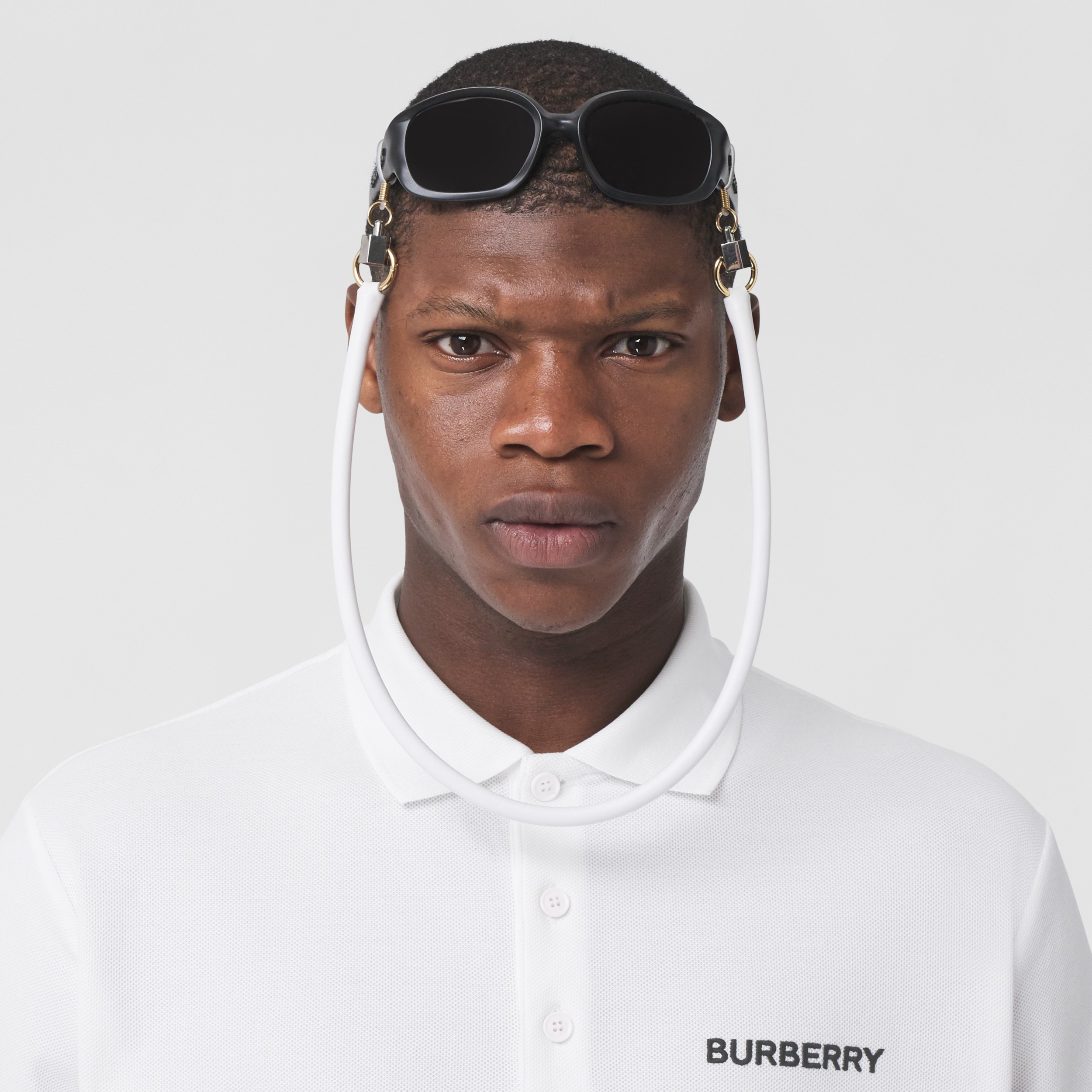 white oversized polo shirt