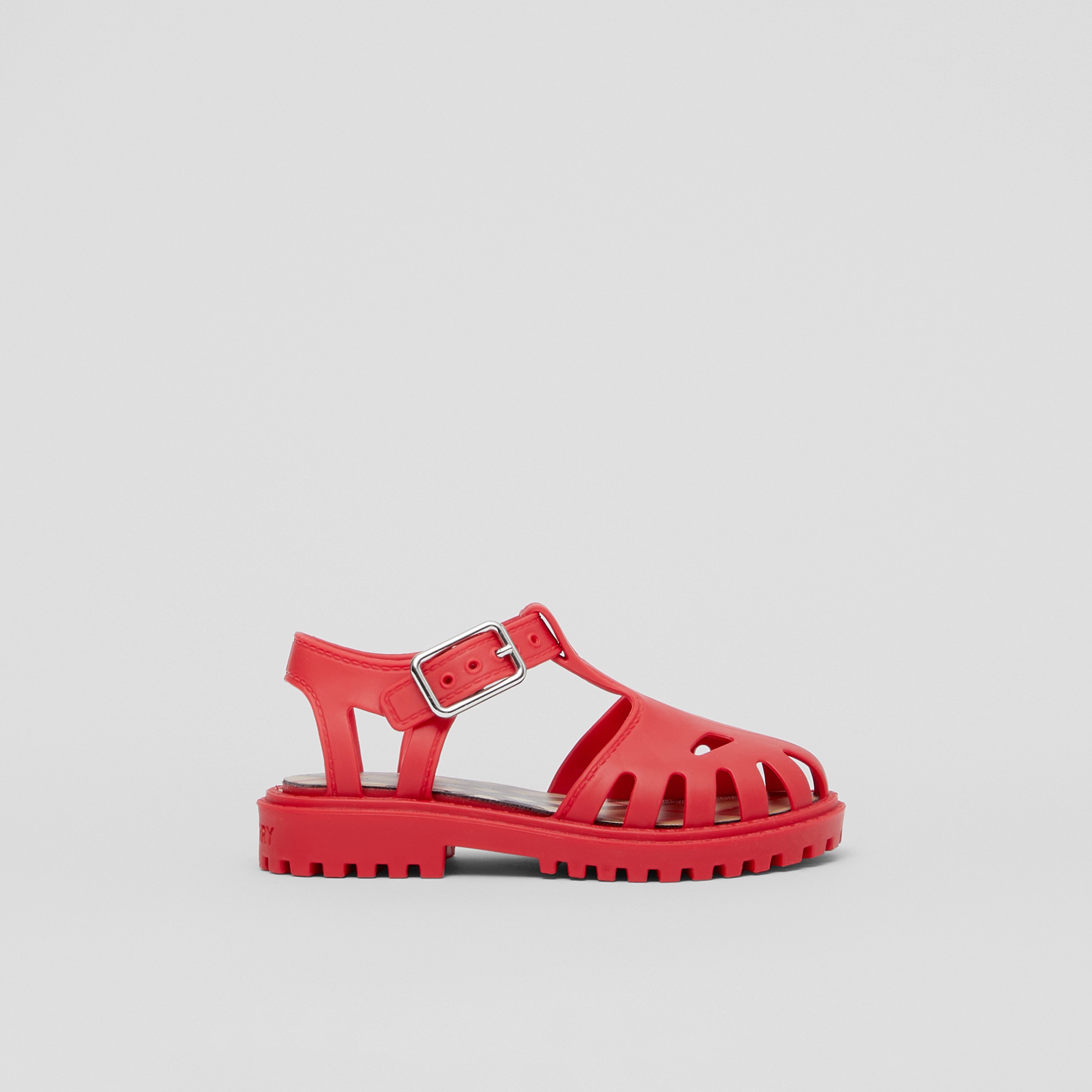 Vintage Check-lined Rubber Sandals in Bright Red - Children | Burberry® Official - 4