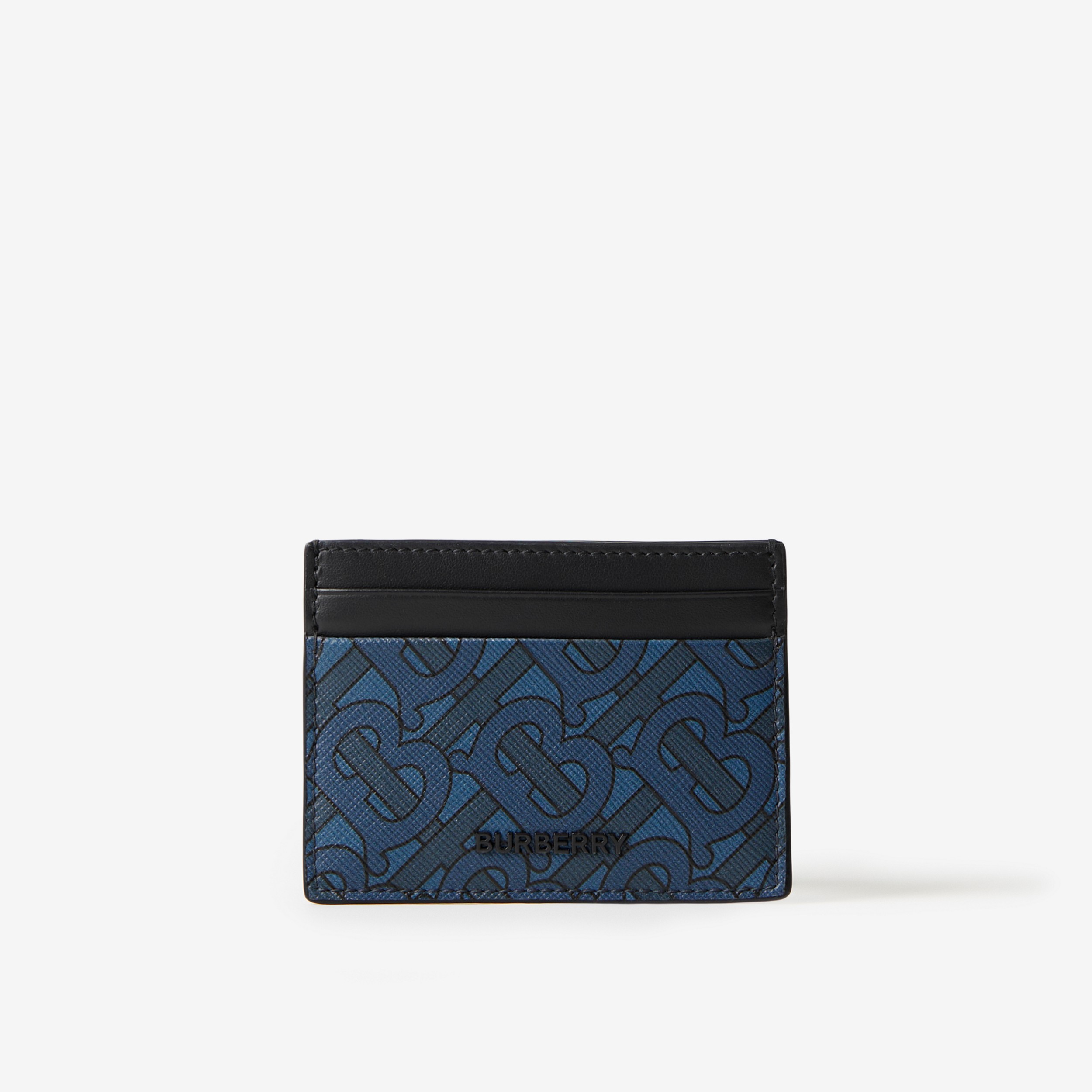 Monogram Print and Leather Card Case in Navy - Men | Burberry® Official - 1