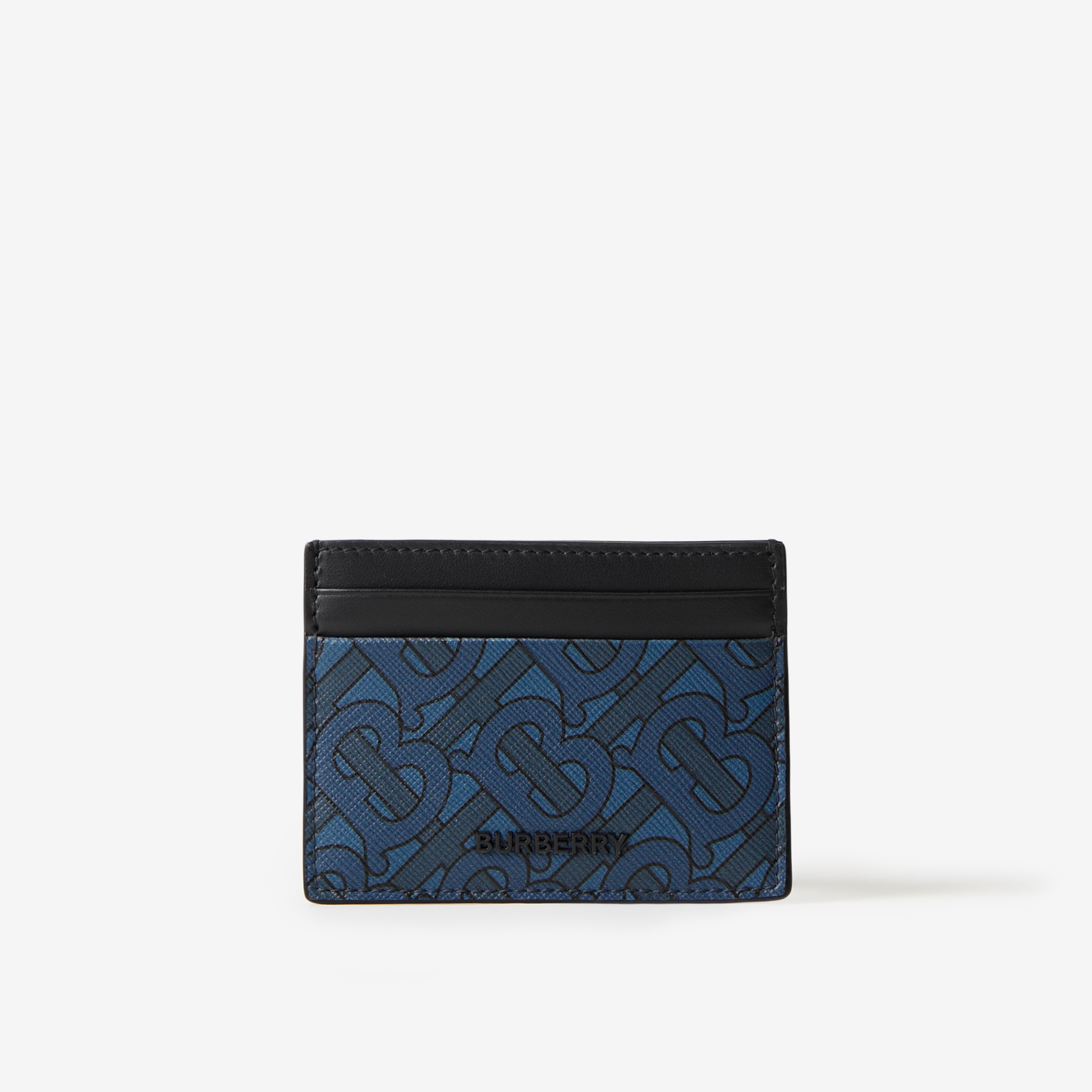 Monogram Print and Leather Card Case in Navy - Men | Burberry® Official