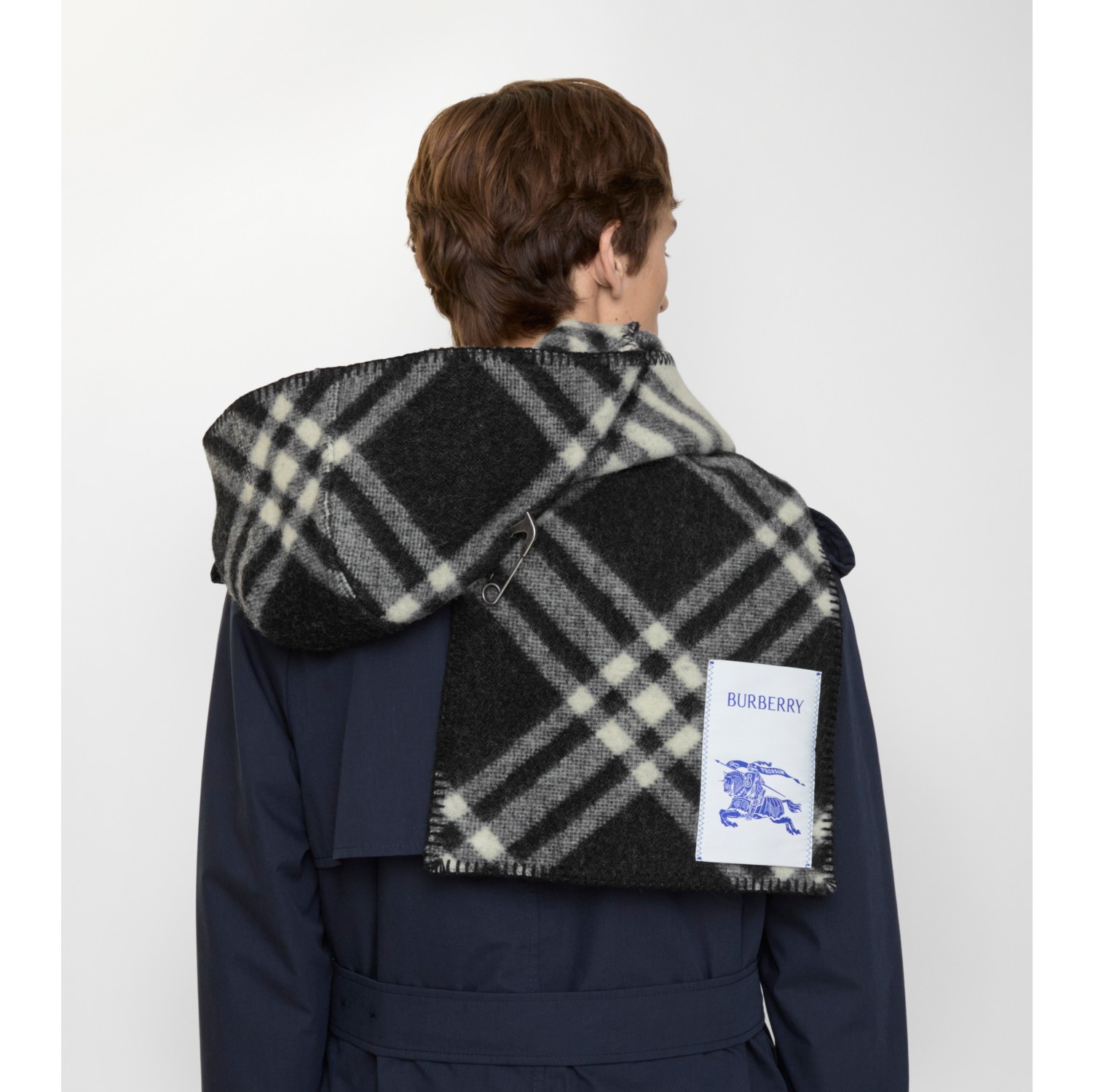 Check Wool Hooded Scarf