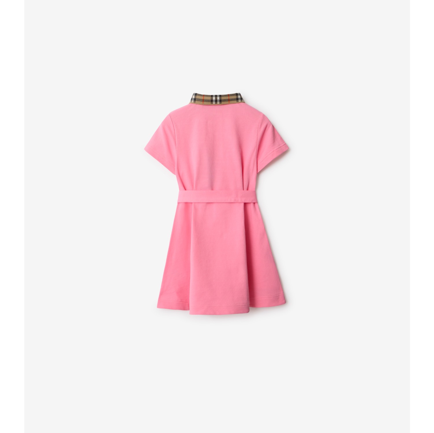 Check Collar Cotton Polo Shirt Dress